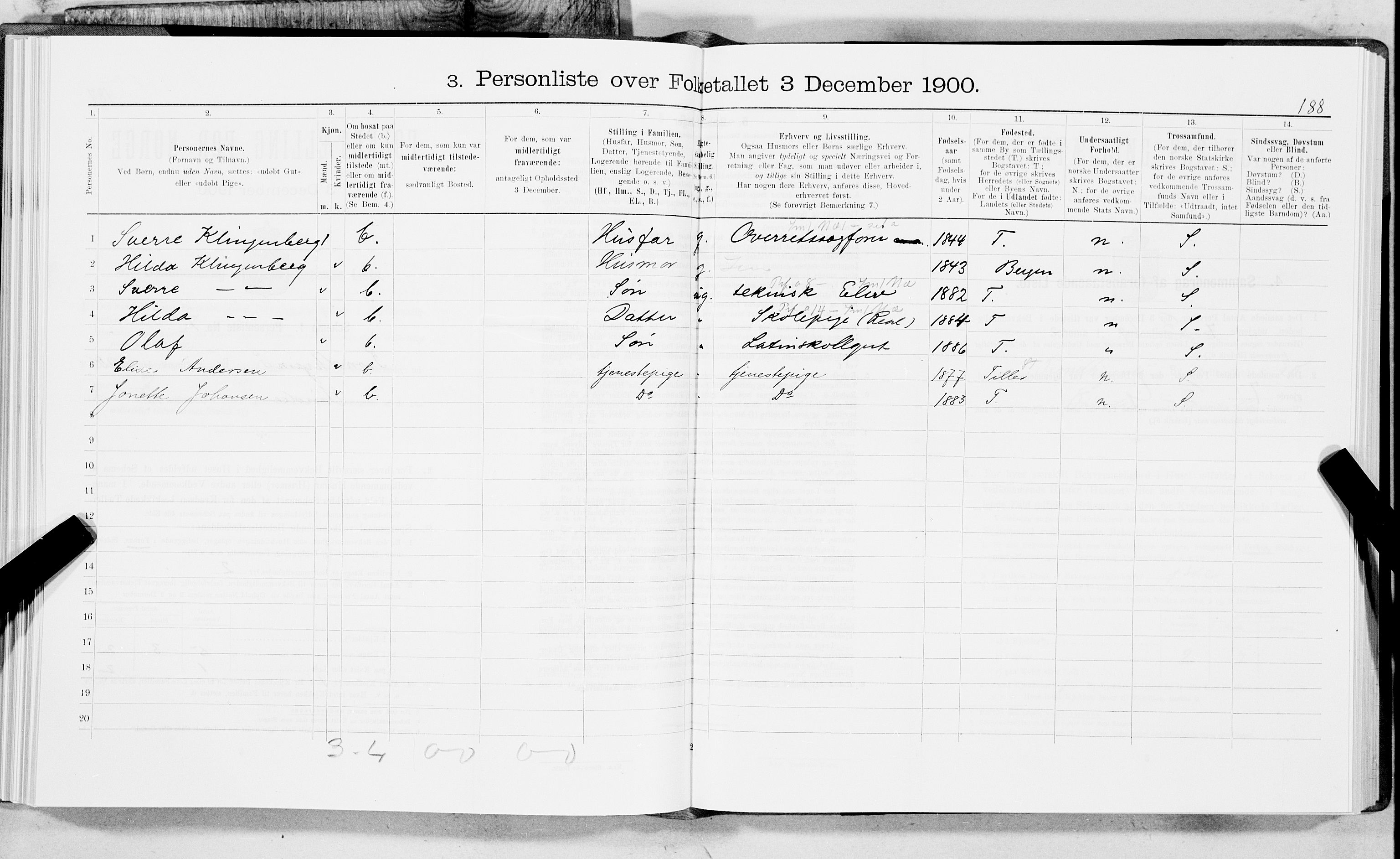 SAT, 1900 census for Trondheim, 1900, p. 3252