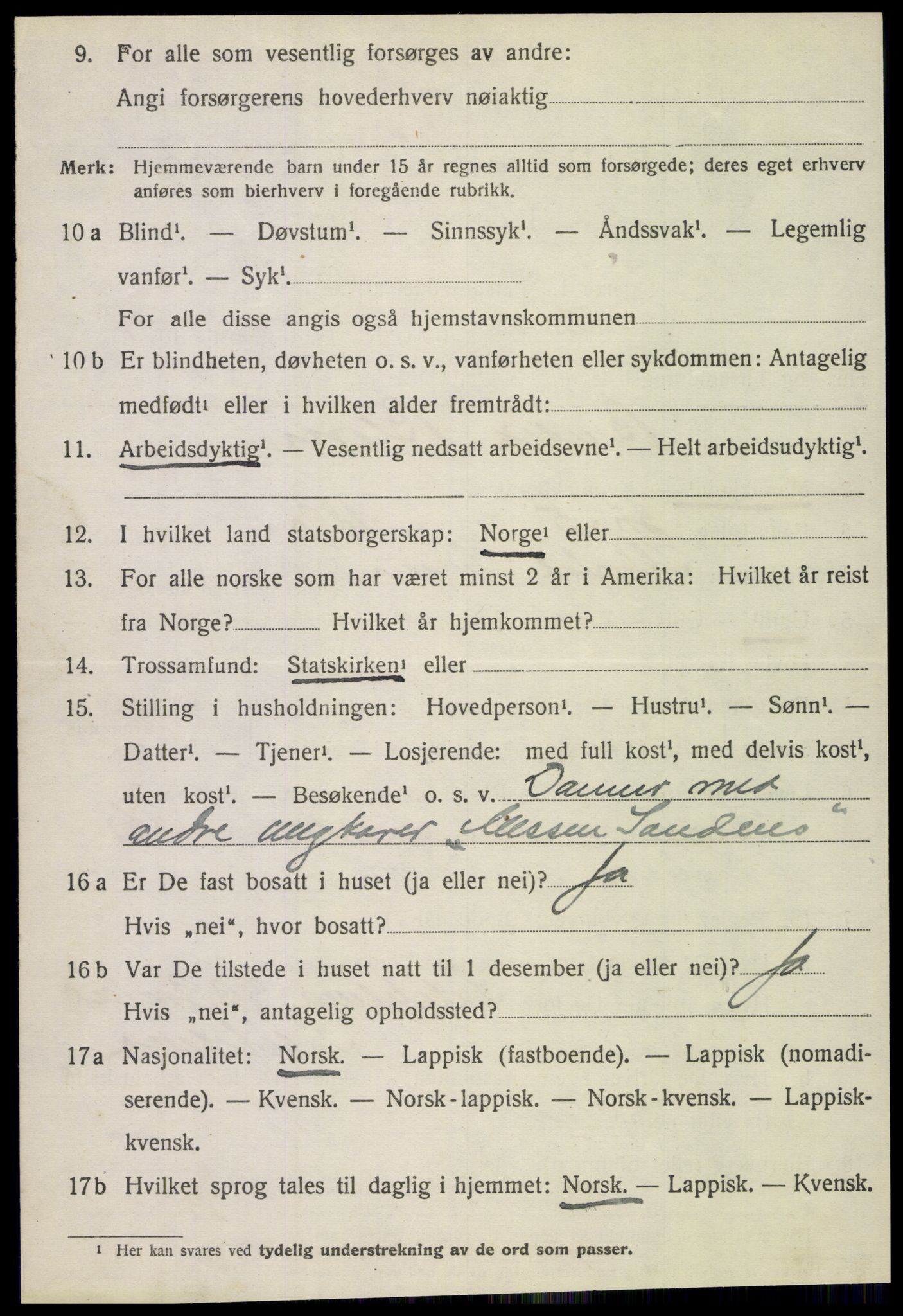 SAT, 1920 census for Fauske, 1920, p. 4175