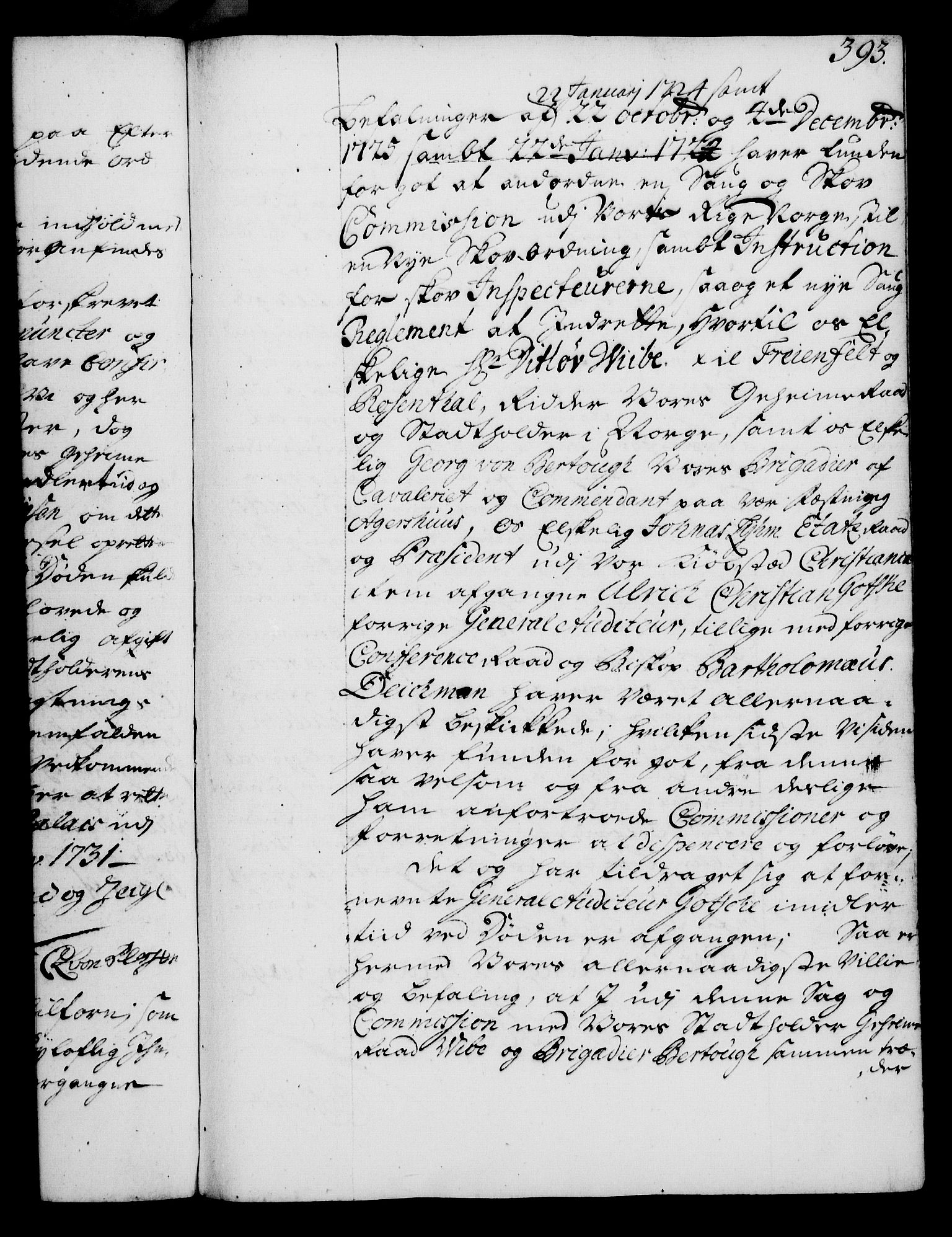 Rentekammeret, Kammerkanselliet, RA/EA-3111/G/Gg/Gga/L0003: Norsk ekspedisjonsprotokoll med register (merket RK 53.3), 1727-1734, p. 393