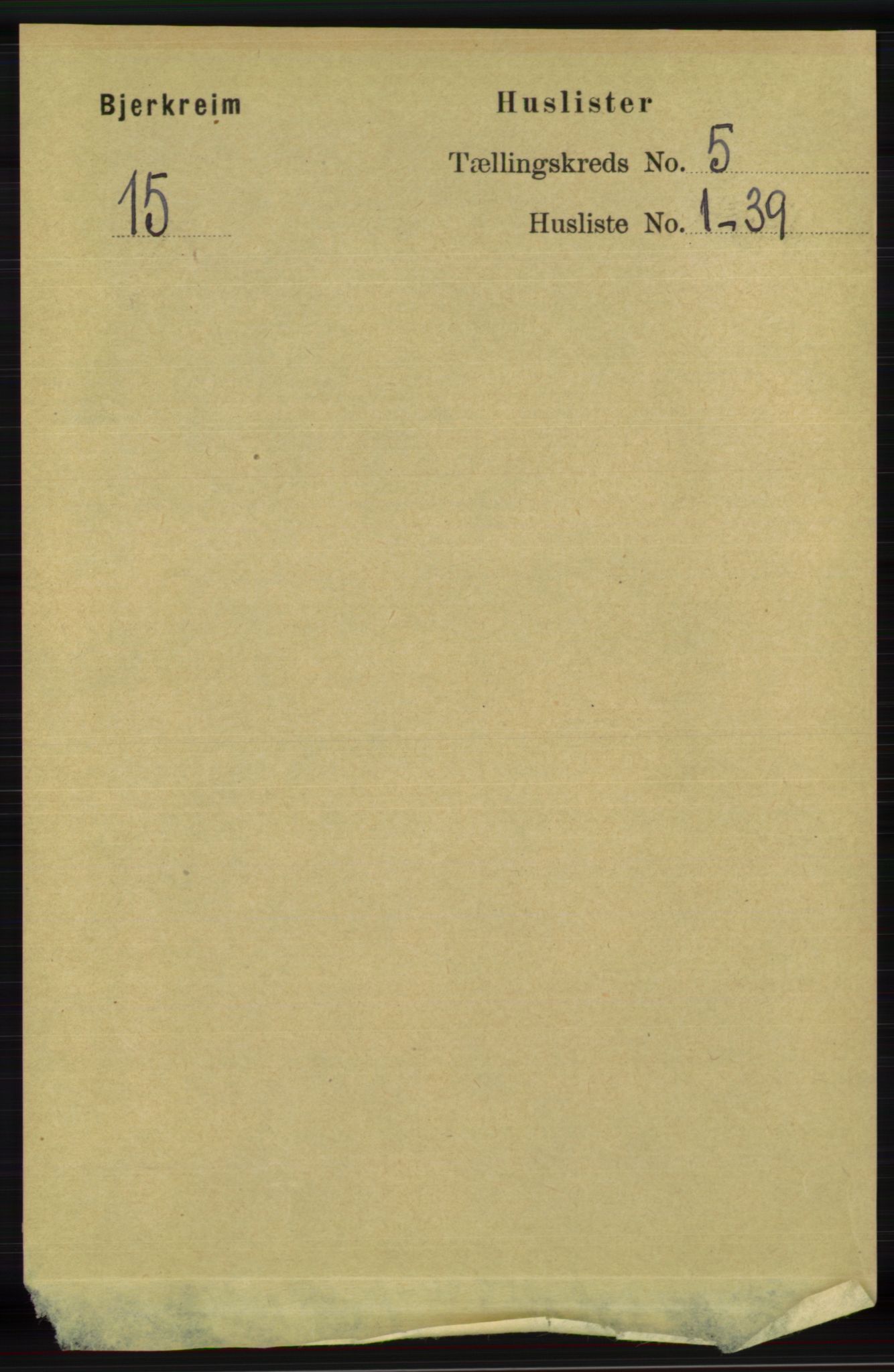 RA, 1891 census for 1114 Bjerkreim, 1891, p. 1652