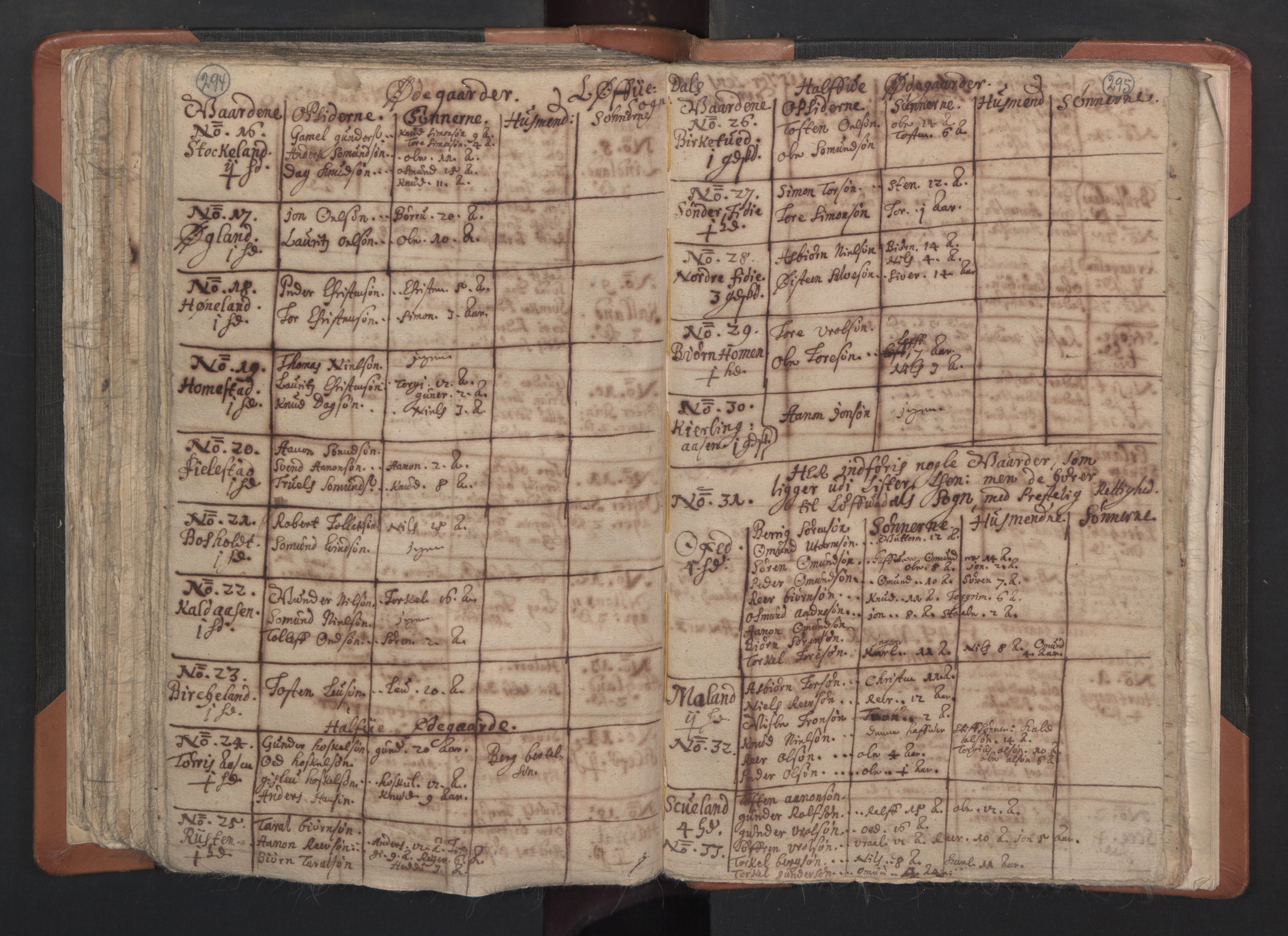 RA, Vicar's Census 1664-1666, no. 15: Mandal deanery, 1664-1666, p. 294-295