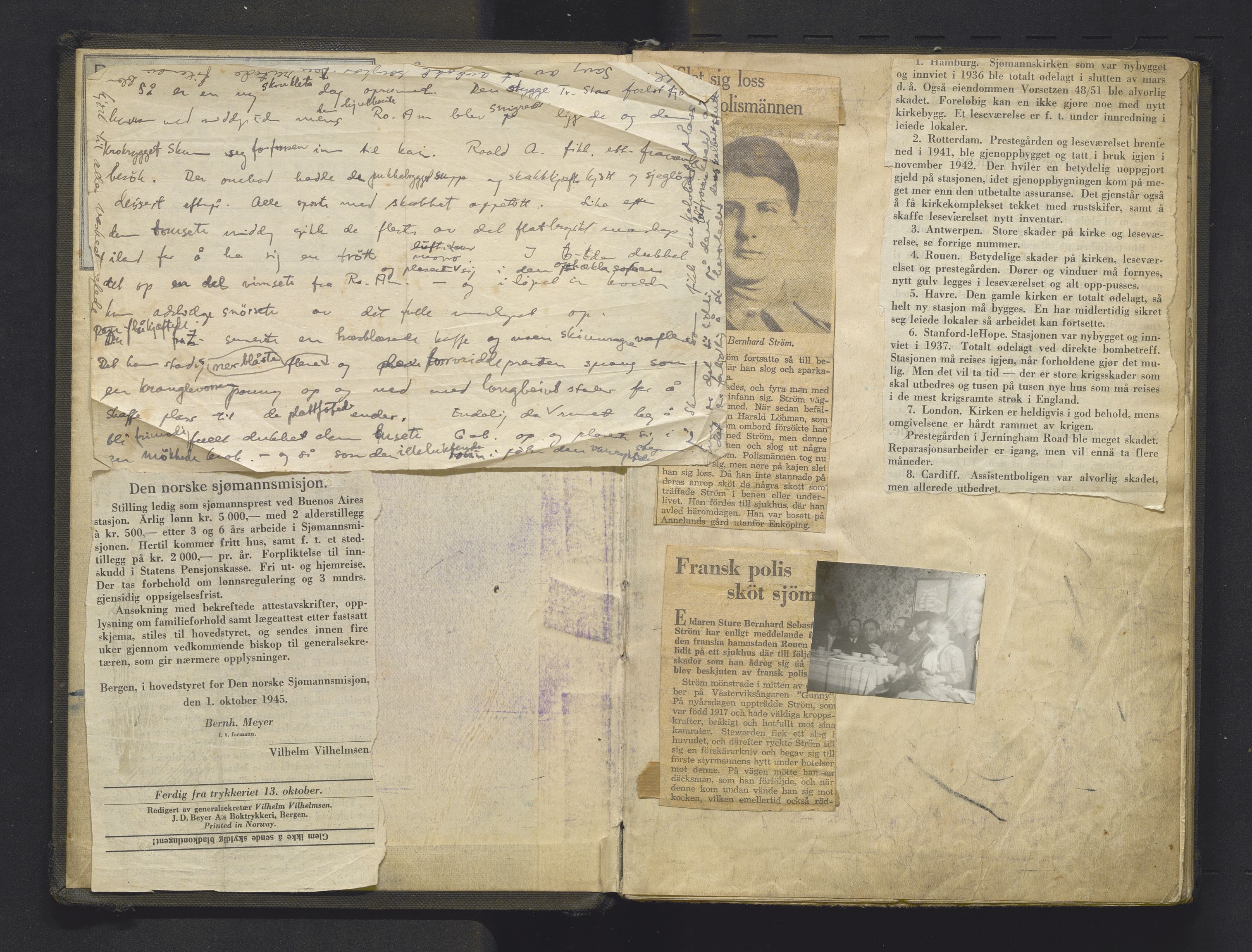 Den norske sjømannsmisjon i utlandet / Franske havner (Le Havre, Paris, Rouen, Marseille), AV/SAB-SAB/PA-0108/G/L0002: Gjestebok Le Havre, 1944-1946