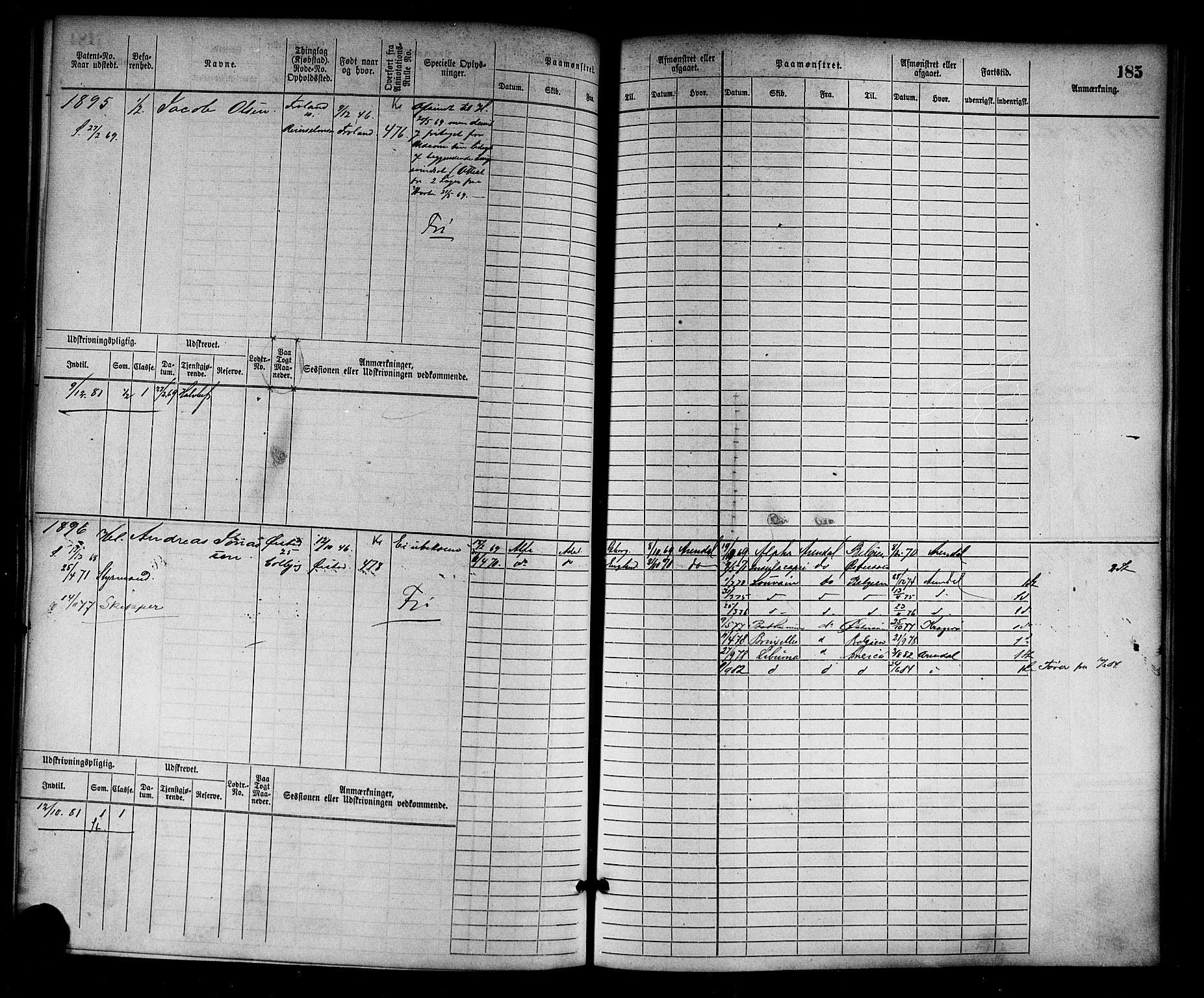 Arendal mønstringskrets, AV/SAK-2031-0012/F/Fb/L0012: Hovedrulle nr 1529-2290, S-10, 1868-1885, p. 190