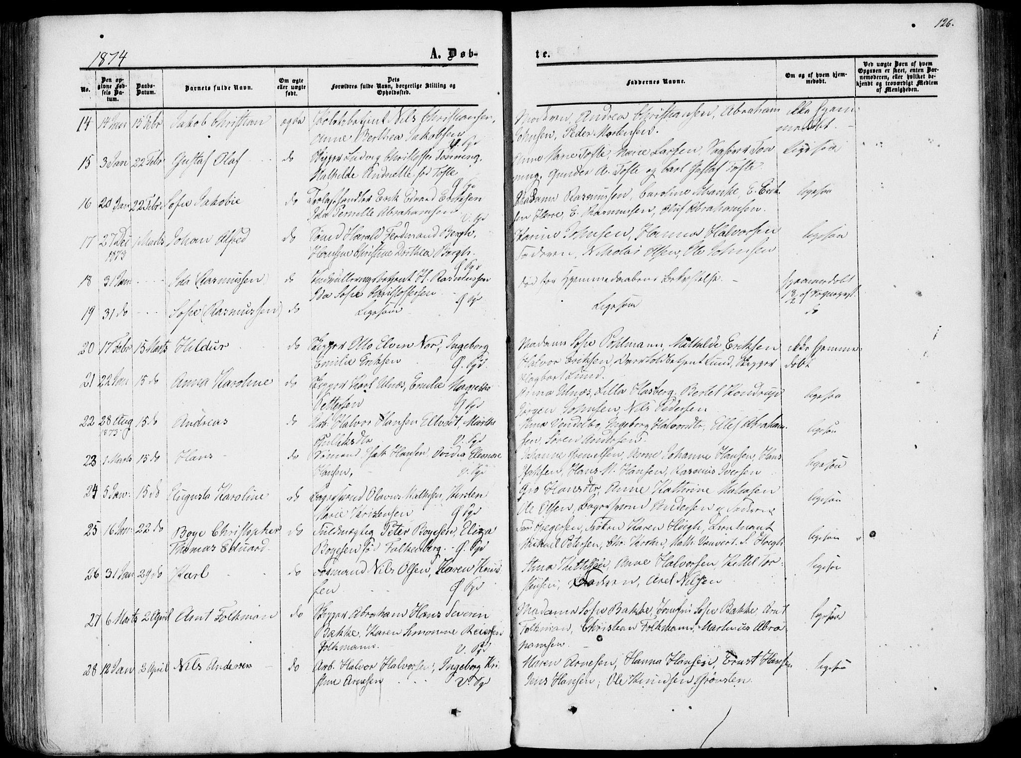 Porsgrunn kirkebøker , AV/SAKO-A-104/F/Fa/L0007: Parish register (official) no. 7, 1858-1877, p. 126