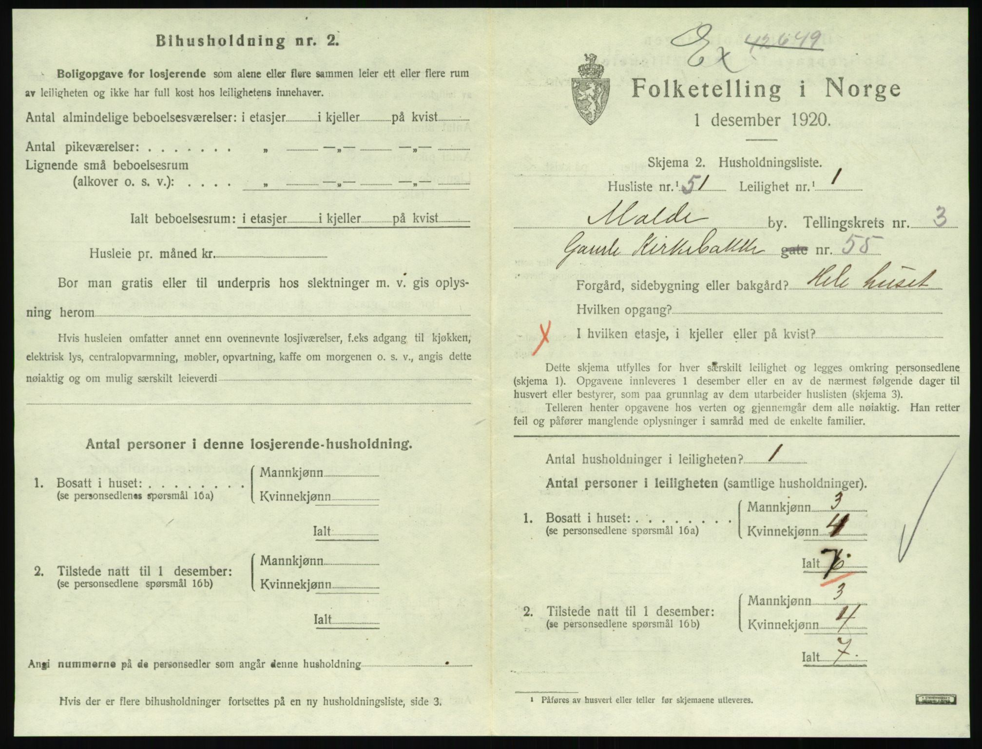 SAT, 1920 census for Molde, 1920, p. 1233