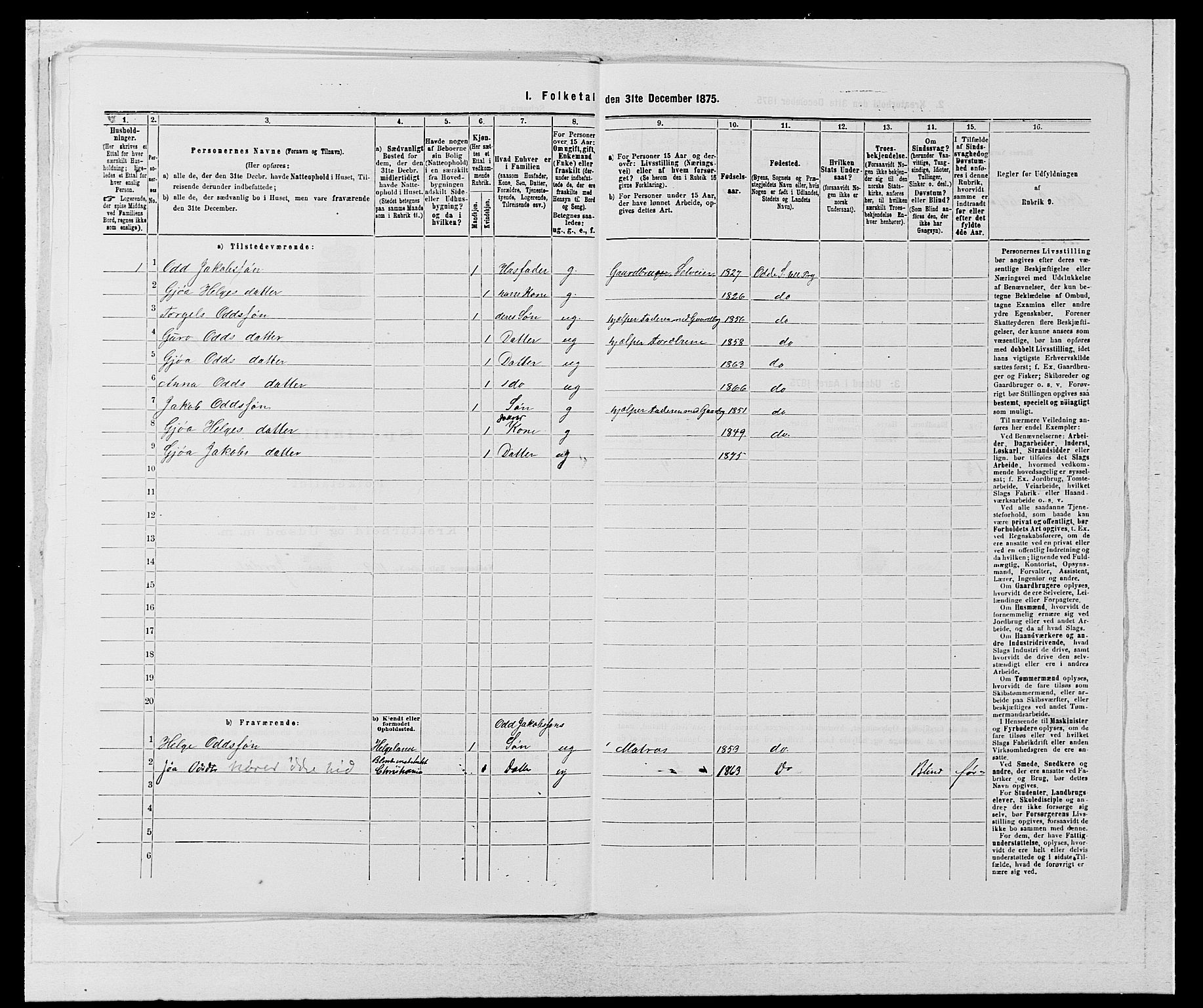 SAB, 1875 census for 1230P Ullensvang, 1875, p. 286