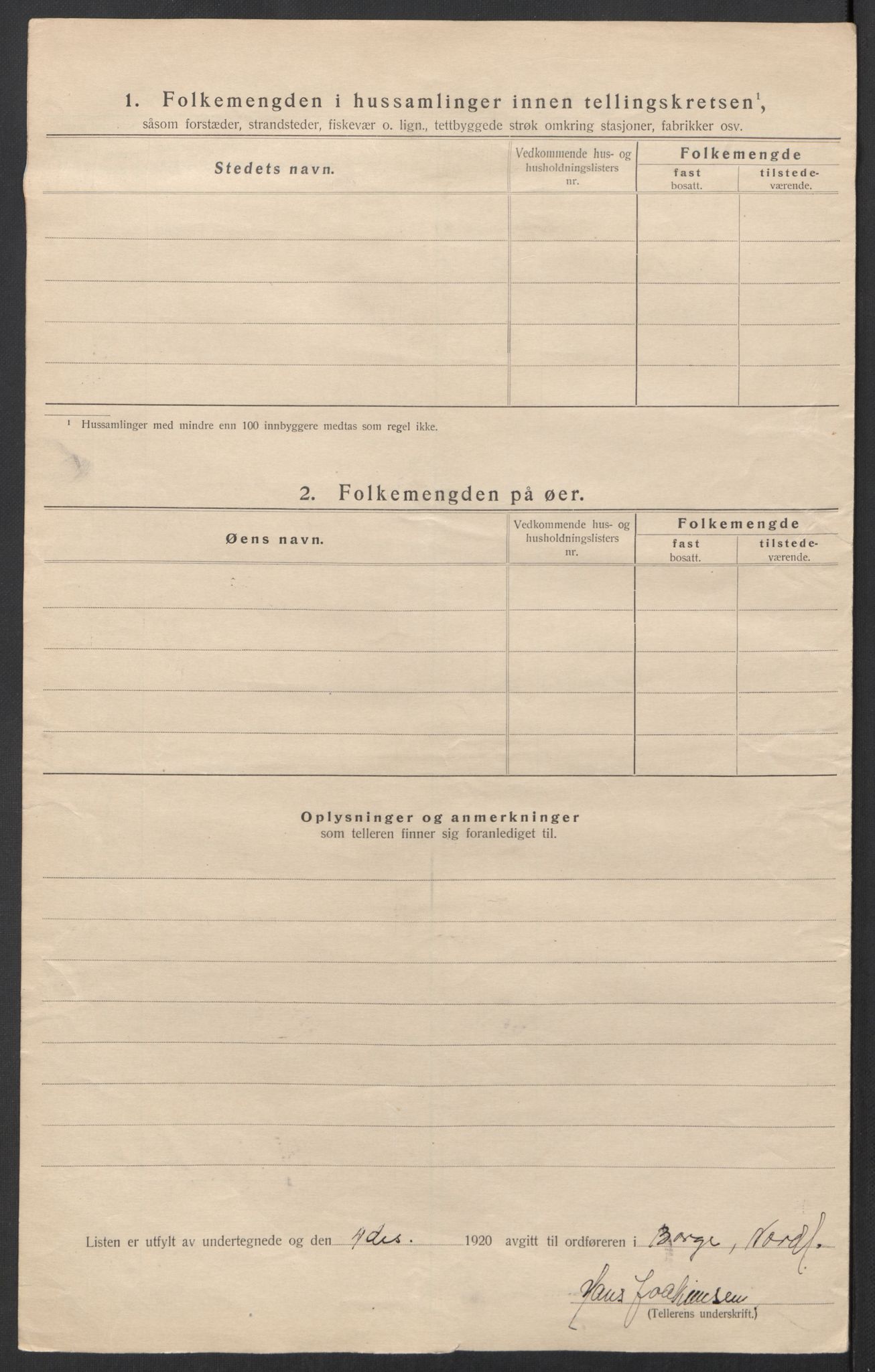 SAT, 1920 census for Borge, 1920, p. 33