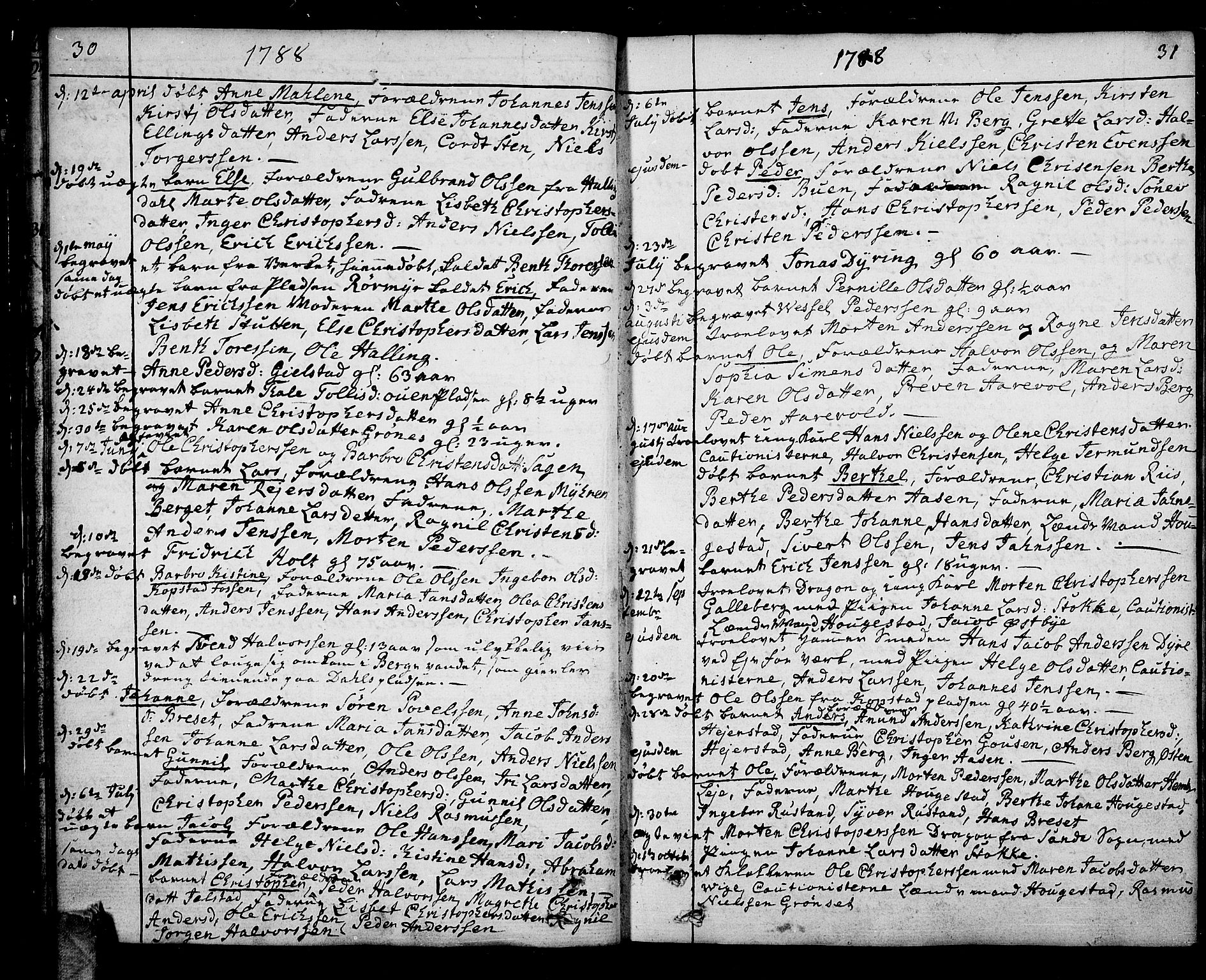 Hof kirkebøker, SAKO/A-64/F/Fa/L0003: Parish register (official) no. I 3, 1782-1814, p. 30-31