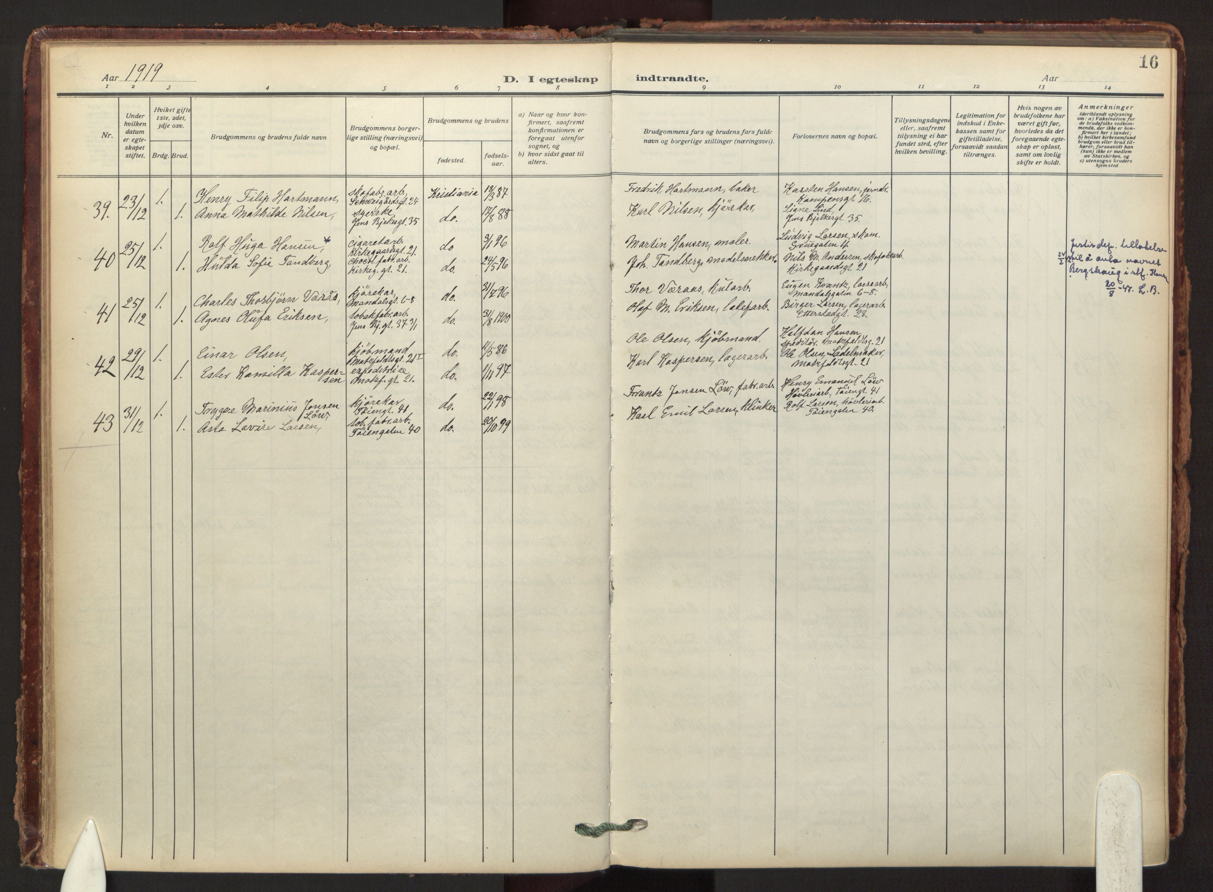 Tøyen prestekontor Kirkebøker, AV/SAO-A-10167a/F/Fa/L0003: Parish register (official) no. I 3, 1917-1933, p. 16