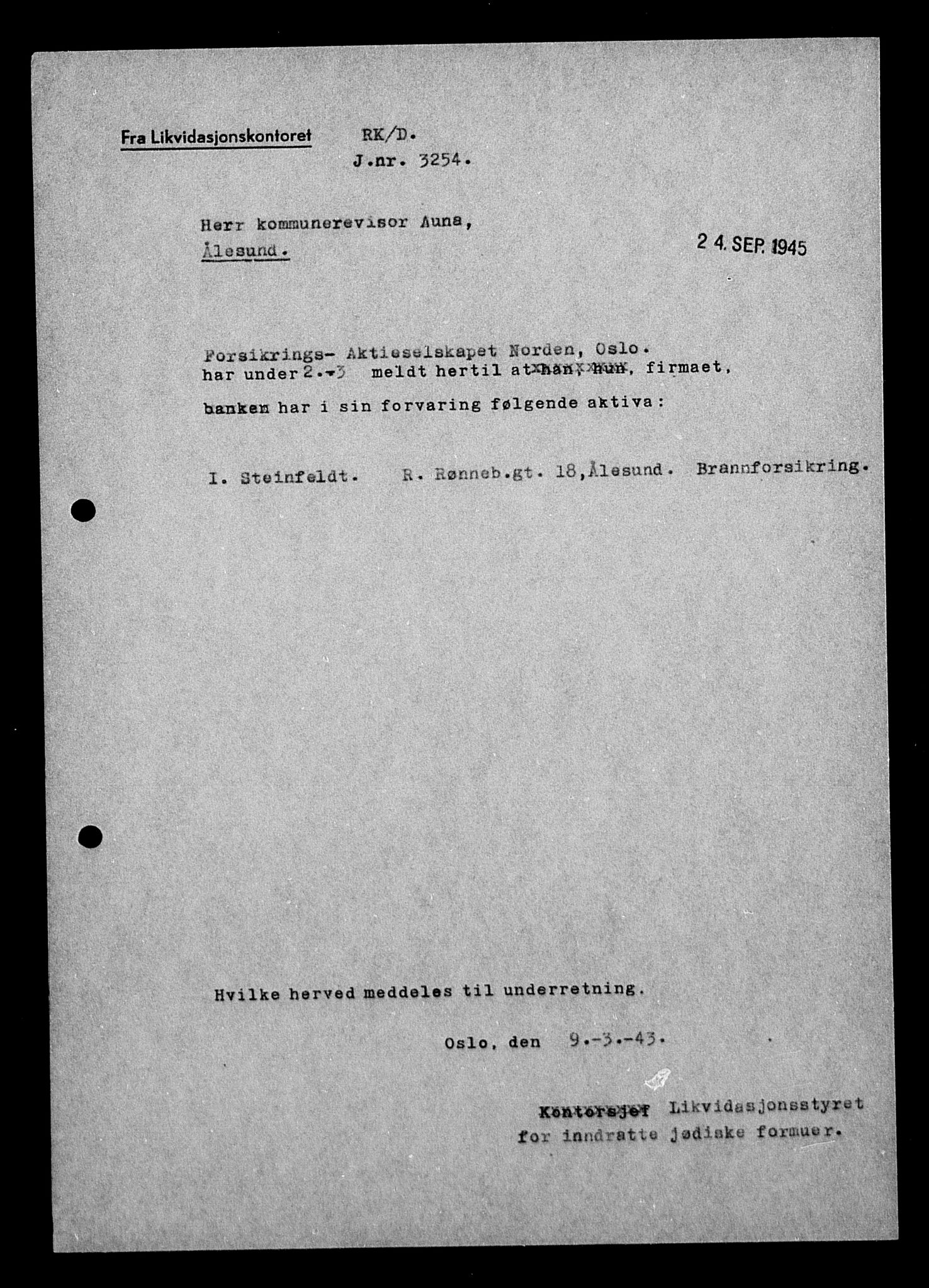 Justisdepartementet, Tilbakeføringskontoret for inndratte formuer, AV/RA-S-1564/H/Hc/Hcb/L0916: --, 1945-1947, p. 749