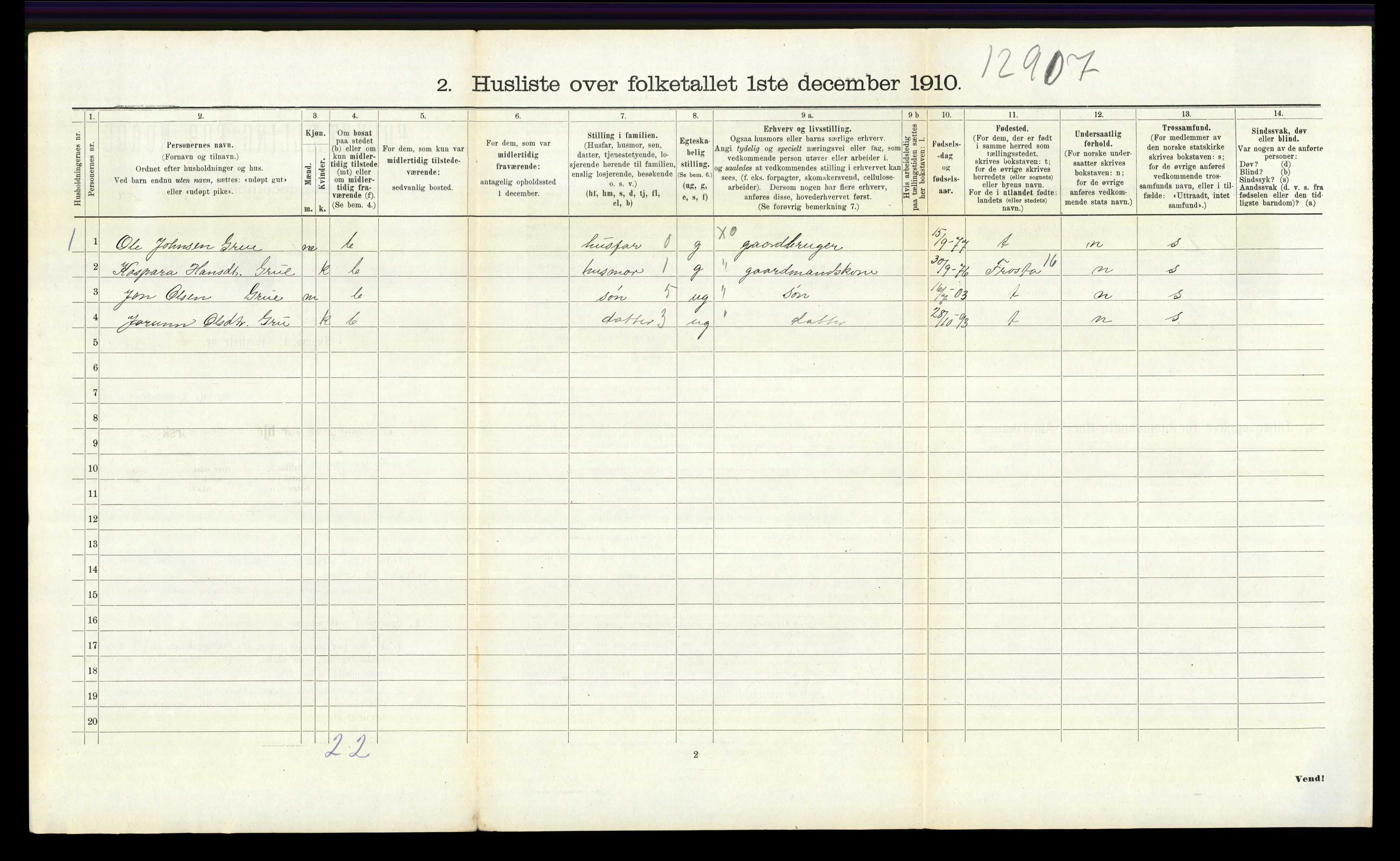 RA, 1910 census for Tolga, 1910, p. 1257