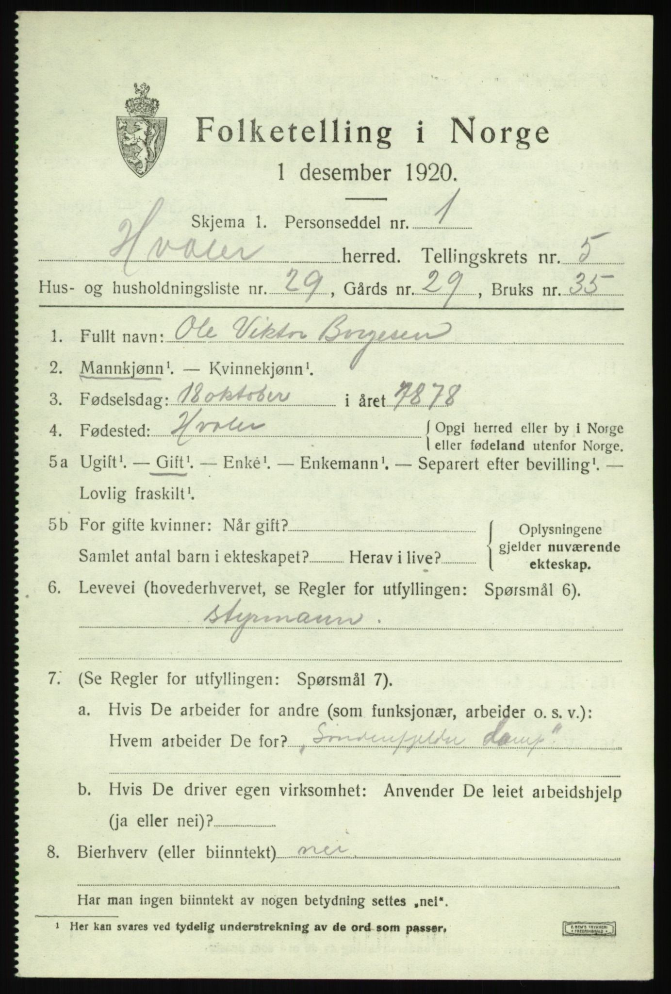 SAO, 1920 census for Hvaler, 1920, p. 5372