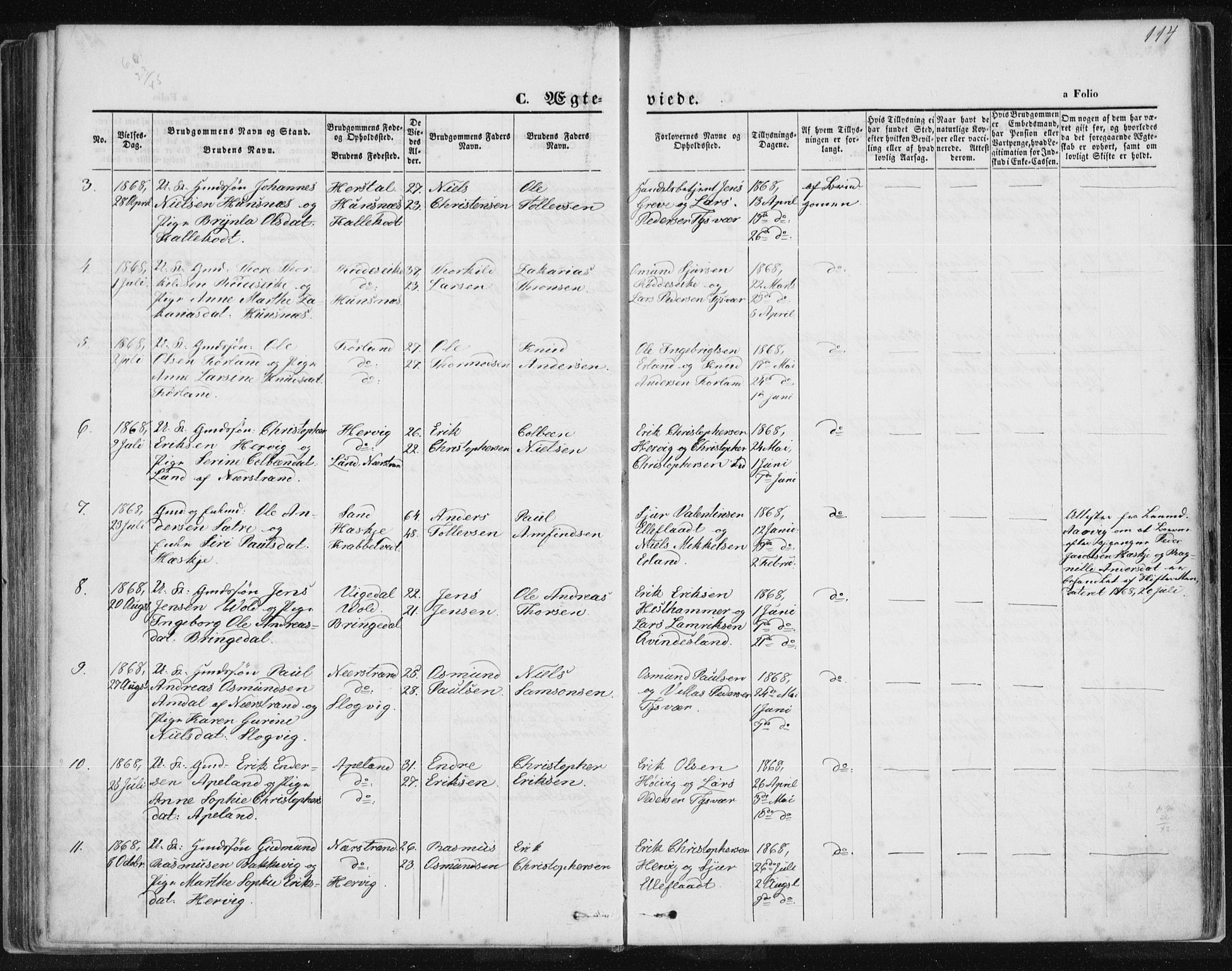 Tysvær sokneprestkontor, AV/SAST-A -101864/H/Ha/Haa/L0005: Parish register (official) no. A 5, 1865-1878, p. 114