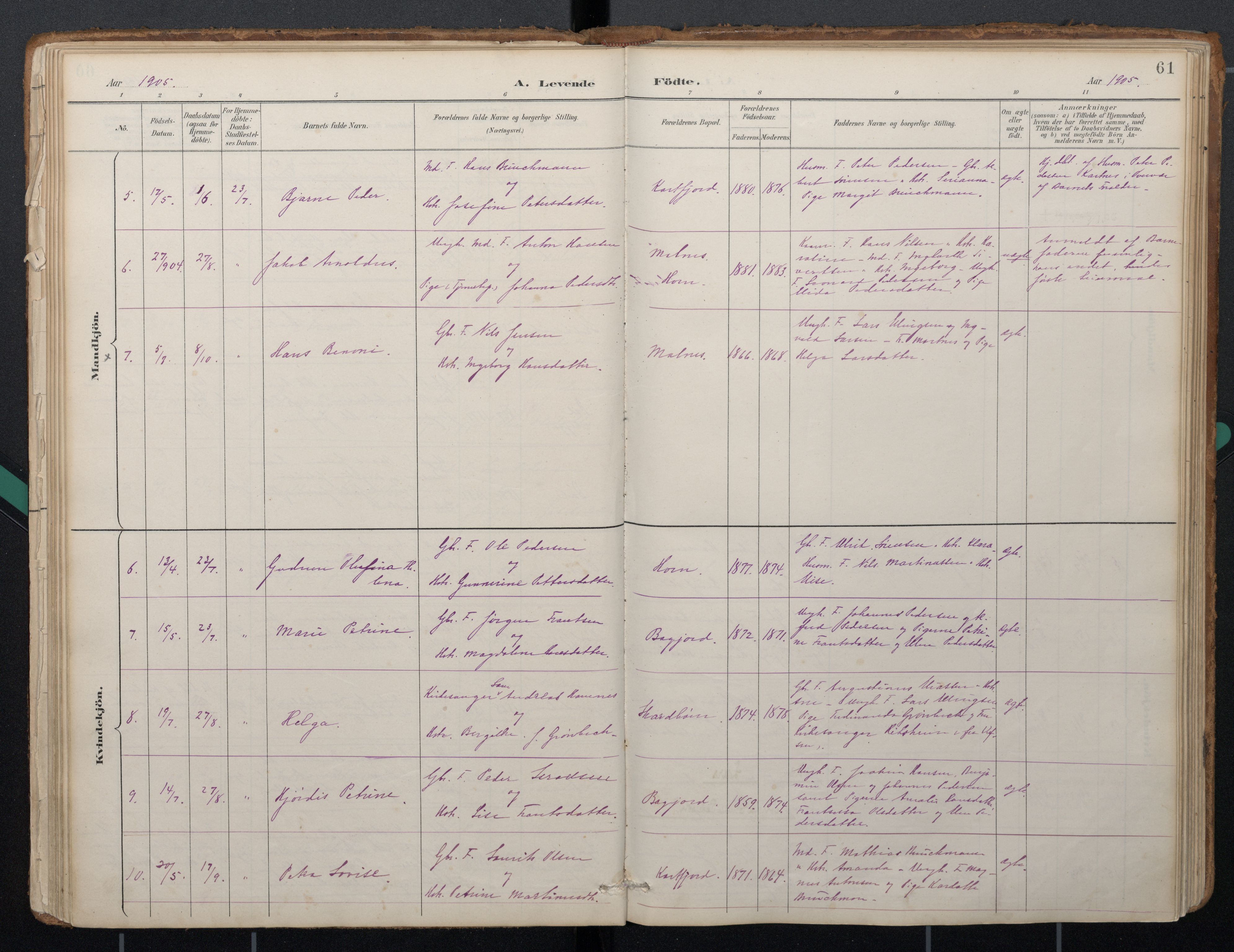 Ministerialprotokoller, klokkerbøker og fødselsregistre - Nordland, AV/SAT-A-1459/884/L1193: Parish register (official) no. 884A01, 1888-1905, p. 61