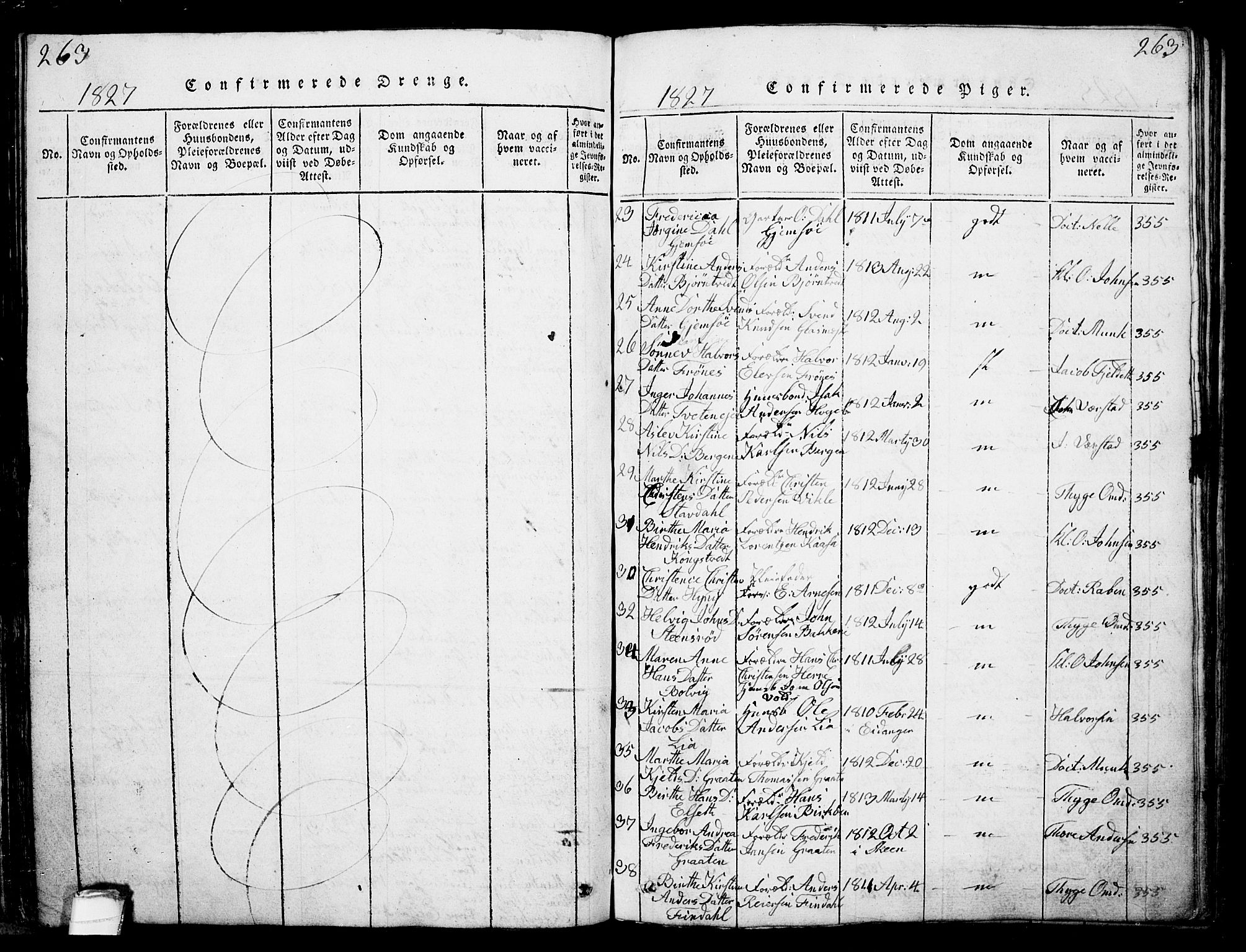 Solum kirkebøker, AV/SAKO-A-306/G/Ga/L0001: Parish register (copy) no. I 1, 1814-1833, p. 263