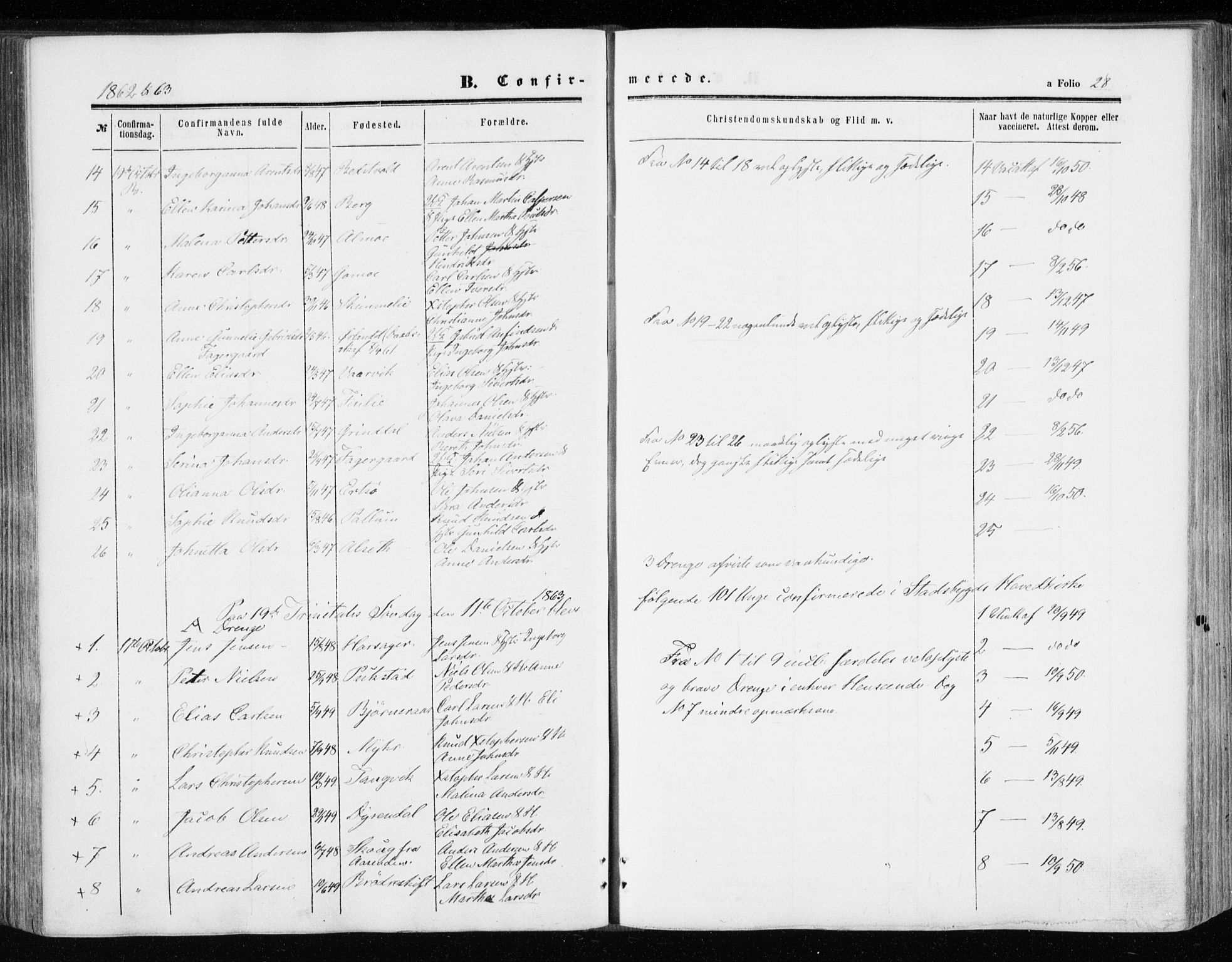 Ministerialprotokoller, klokkerbøker og fødselsregistre - Sør-Trøndelag, SAT/A-1456/646/L0612: Parish register (official) no. 646A10, 1858-1869, p. 28