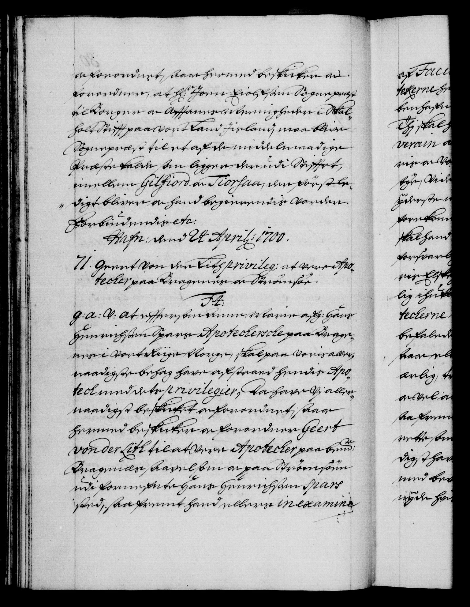 Danske Kanselli 1572-1799, RA/EA-3023/F/Fc/Fca/Fcaa/L0018: Norske registre, 1699-1703, p. 80b
