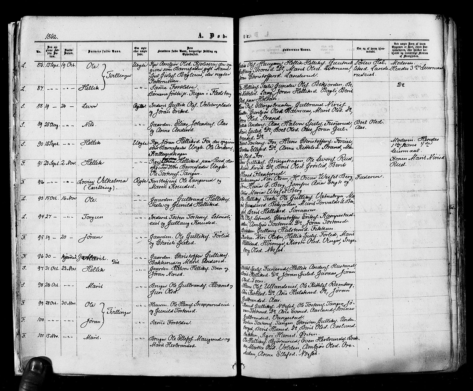 Flesberg kirkebøker, SAKO/A-18/F/Fa/L0007: Parish register (official) no. I 7, 1861-1878, p. 10