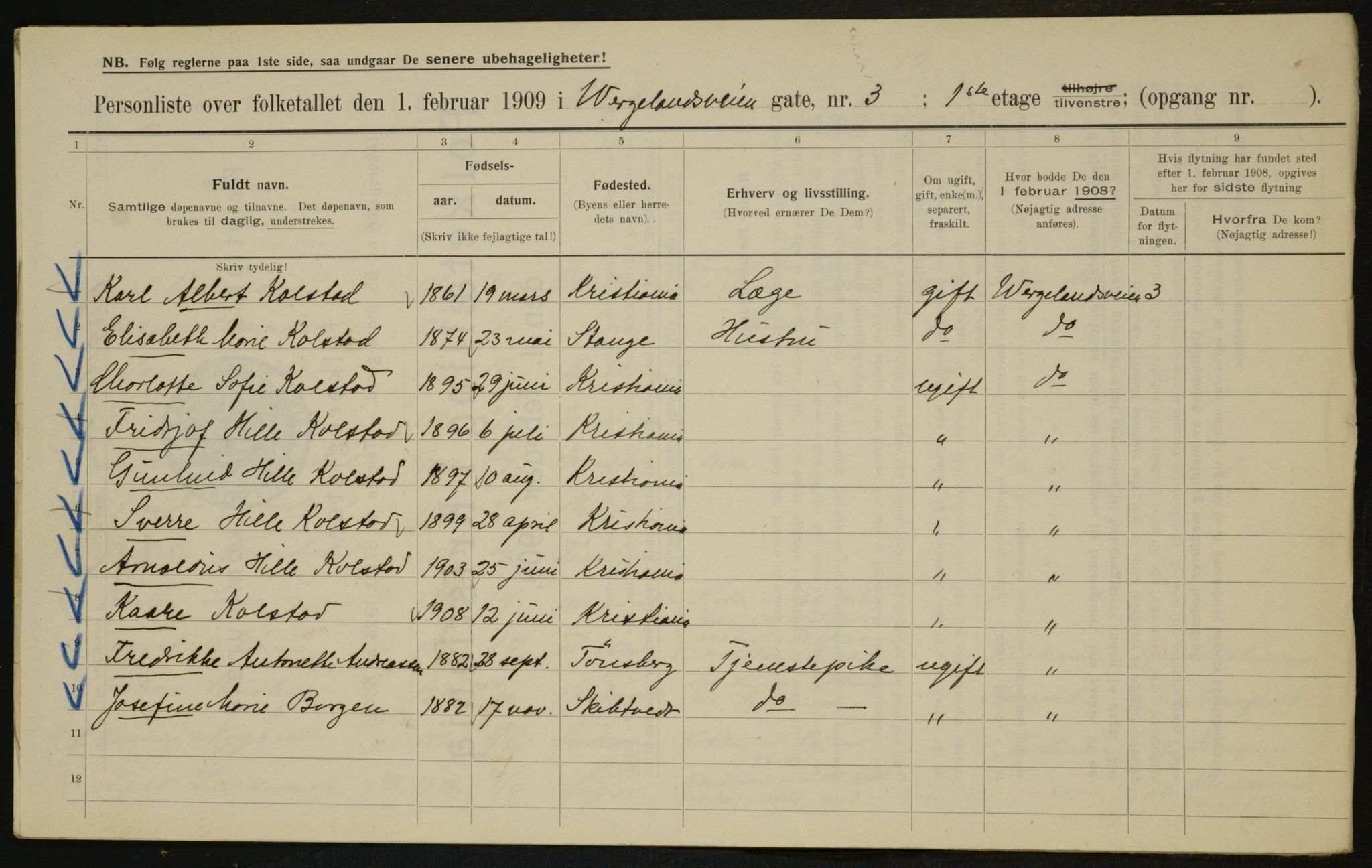 OBA, Municipal Census 1909 for Kristiania, 1909, p. 115970