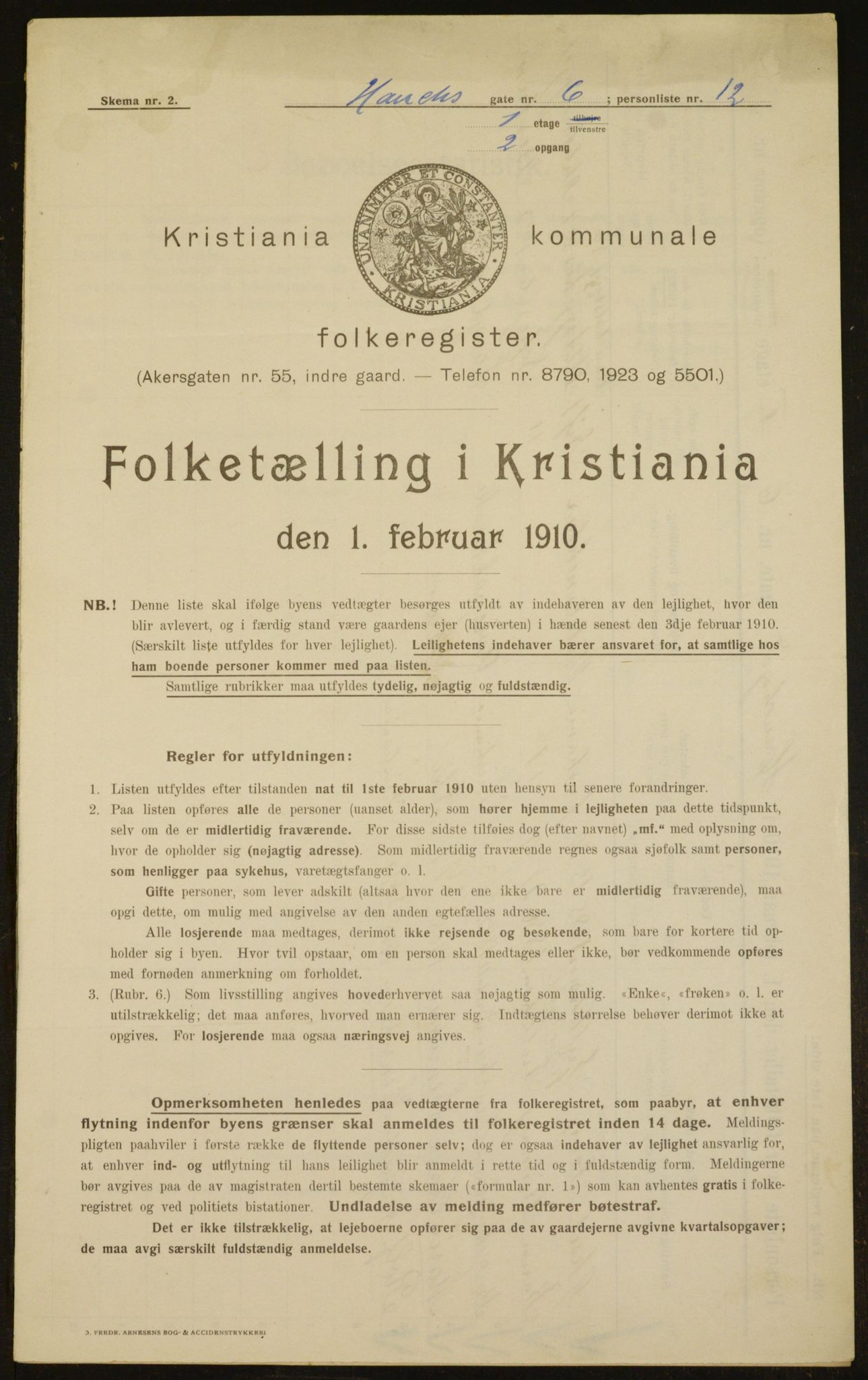 OBA, Municipal Census 1910 for Kristiania, 1910, p. 33375