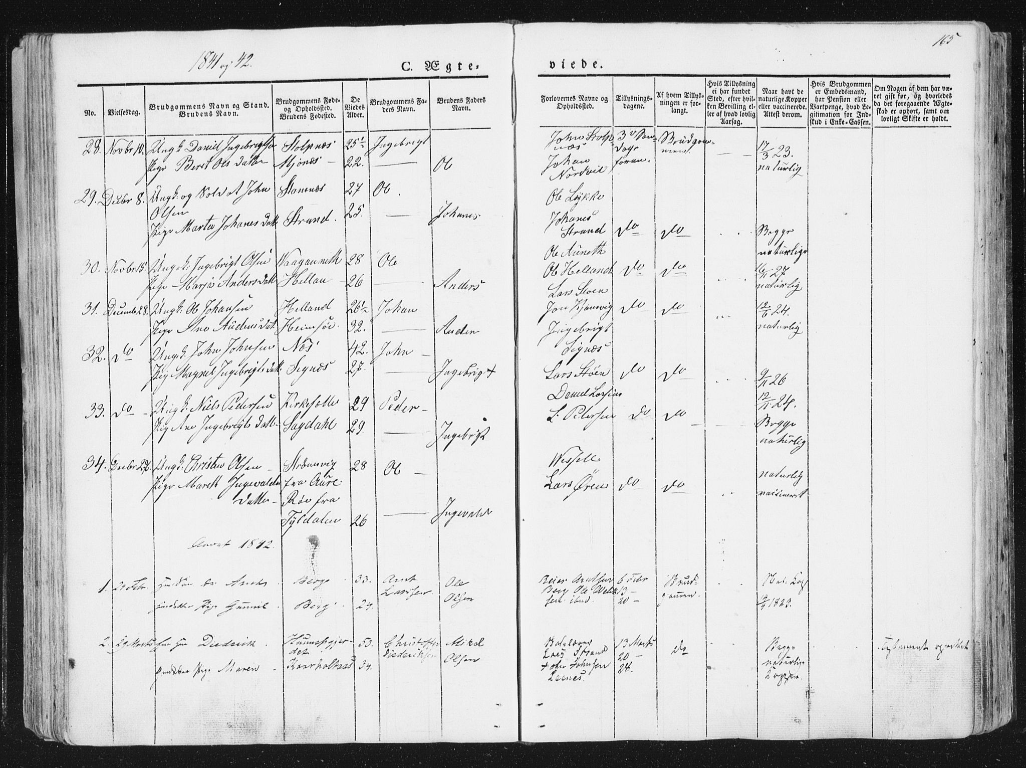 Ministerialprotokoller, klokkerbøker og fødselsregistre - Sør-Trøndelag, SAT/A-1456/630/L0493: Parish register (official) no. 630A06, 1841-1851, p. 165