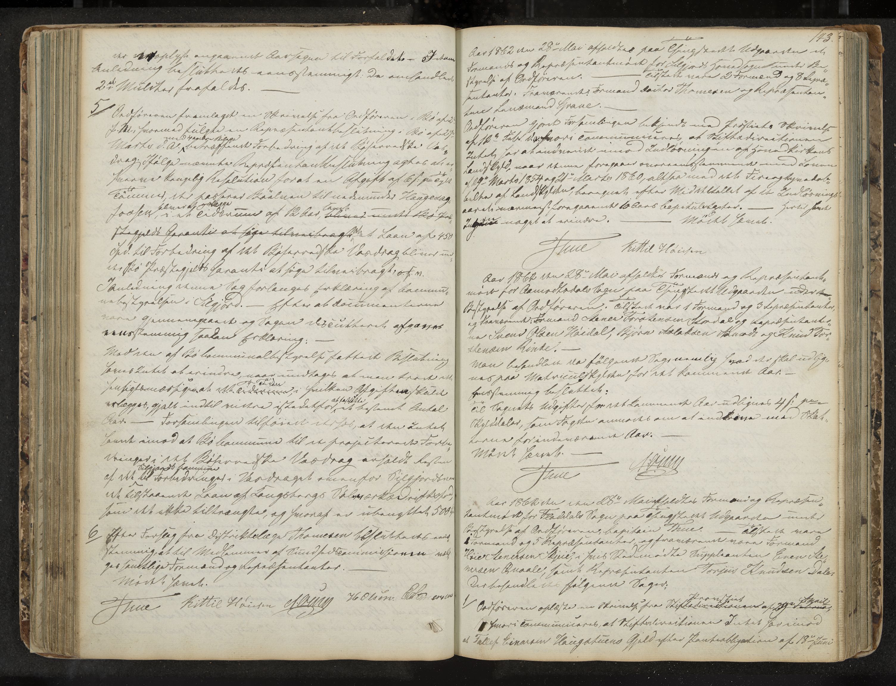 Seljord formannskap og sentraladministrasjon, IKAK/0828021/A/Aa/L0001: Møtebok med register, 1838-1879, p. 143