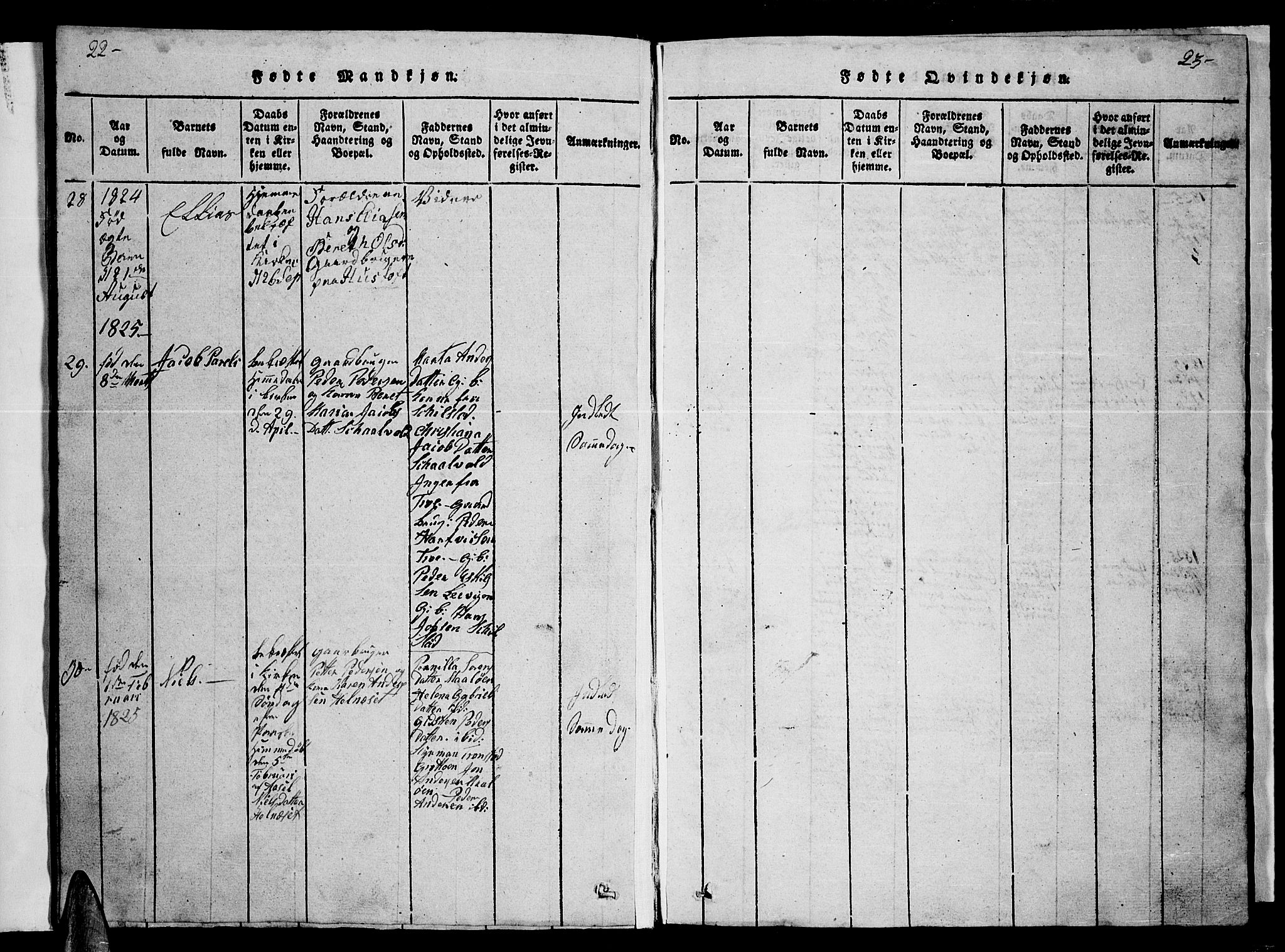 Ministerialprotokoller, klokkerbøker og fødselsregistre - Nordland, AV/SAT-A-1459/857/L0826: Parish register (copy) no. 857C01, 1821-1852, p. 22-23