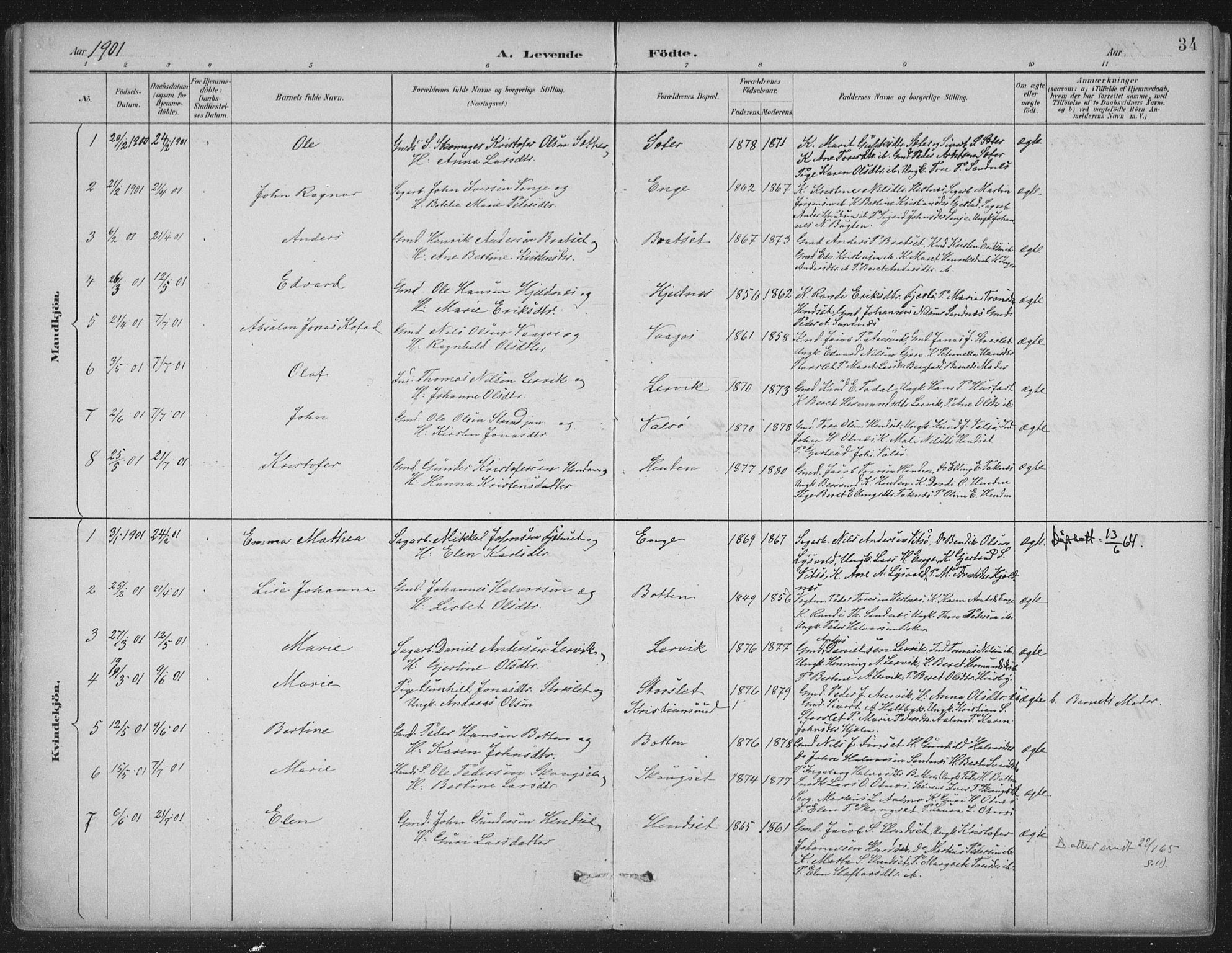 Ministerialprotokoller, klokkerbøker og fødselsregistre - Møre og Romsdal, AV/SAT-A-1454/580/L0925: Parish register (official) no. 580A02, 1888-1913, p. 34