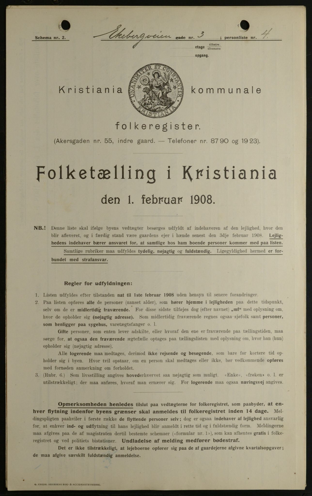 OBA, Municipal Census 1908 for Kristiania, 1908, p. 18450