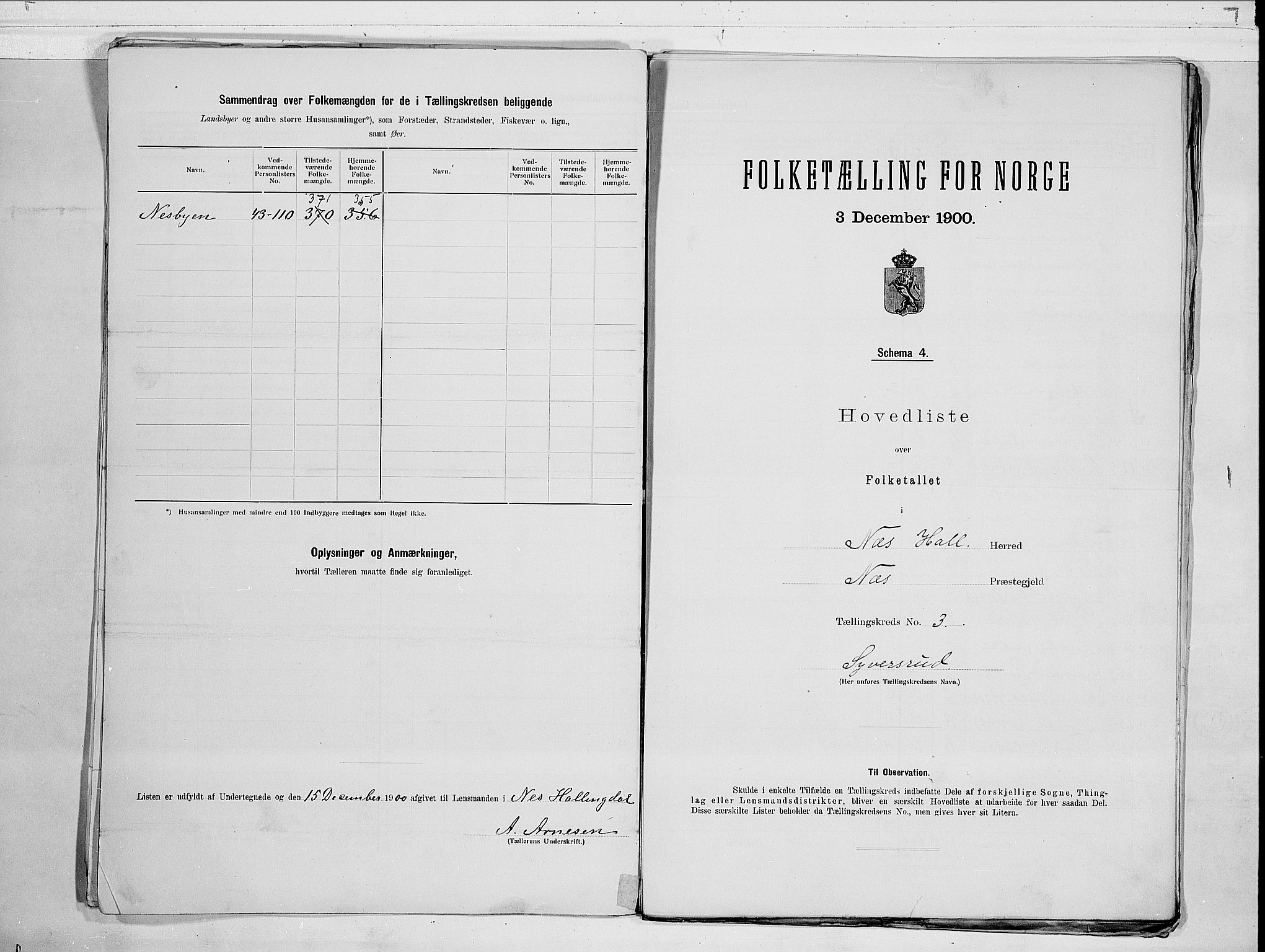 RA, 1900 census for Nes, 1900, p. 10