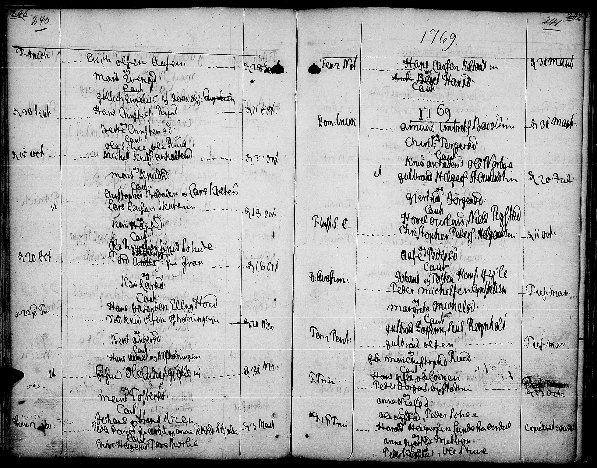 Land prestekontor, AV/SAH-PREST-120/H/Ha/Haa/L0005: Parish register (official) no. 5, 1765-1784, p. 240-241