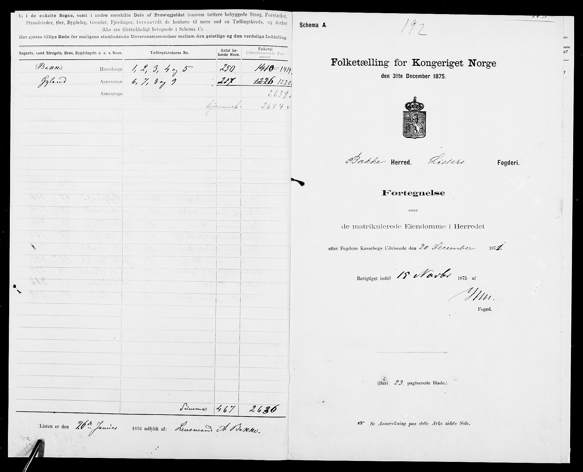 SAK, 1875 census for 1045P Bakke, 1875, p. 3