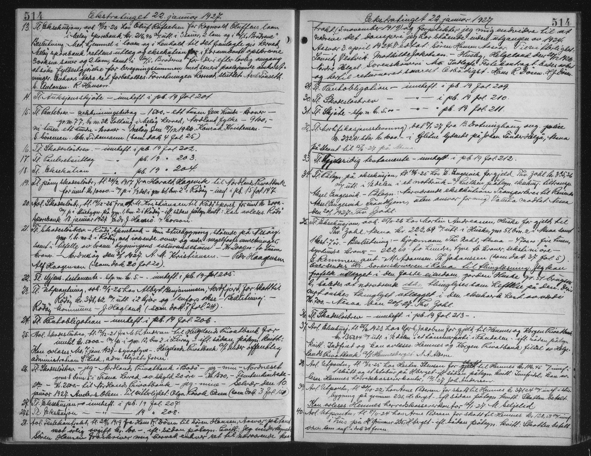 Rana sorenskriveri , AV/SAT-A-1108/1/2/2C/L0018: Mortgage book no. 18, 1923-1928, p. 514, Deed date: 22.01.1927