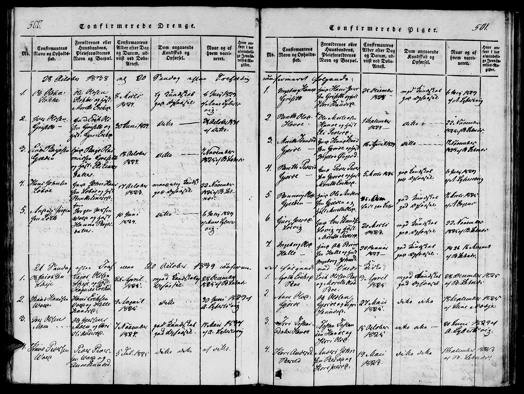 Ministerialprotokoller, klokkerbøker og fødselsregistre - Møre og Romsdal, SAT/A-1454/543/L0561: Parish register (official) no. 543A01, 1818-1853, p. 500-501