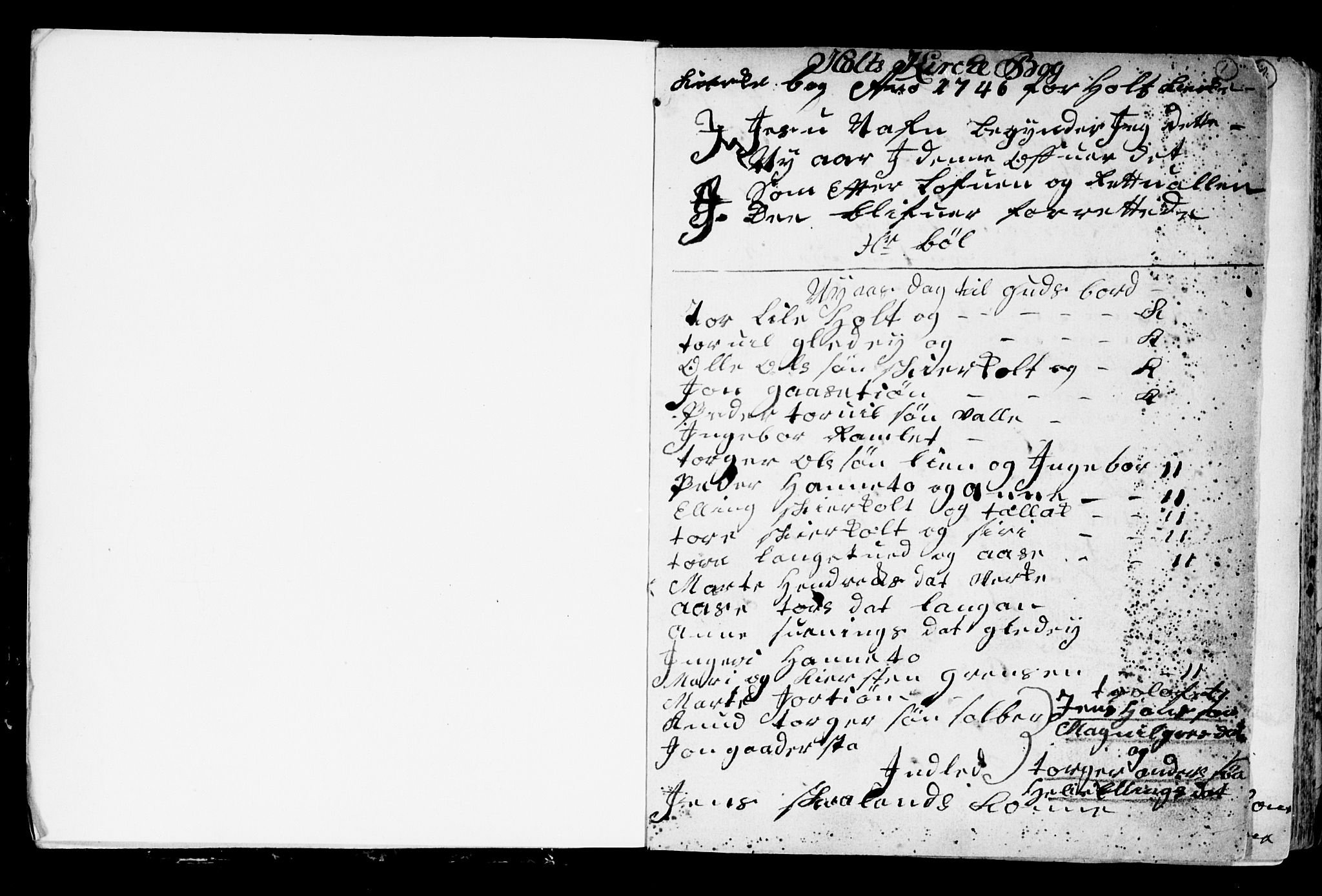 Holt sokneprestkontor, SAK/1111-0021/F/Fb/L0005: Parish register (copy) no. B 5, 1746-1764, p. 1