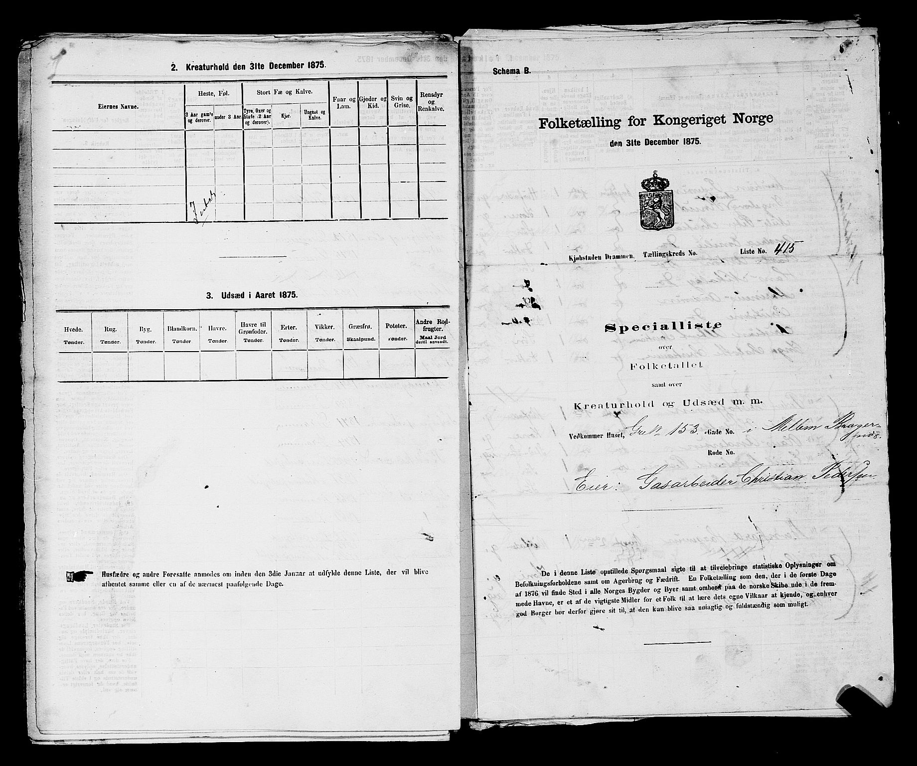 SAKO, 1875 census for 0602 Drammen, 1875, p. 1472