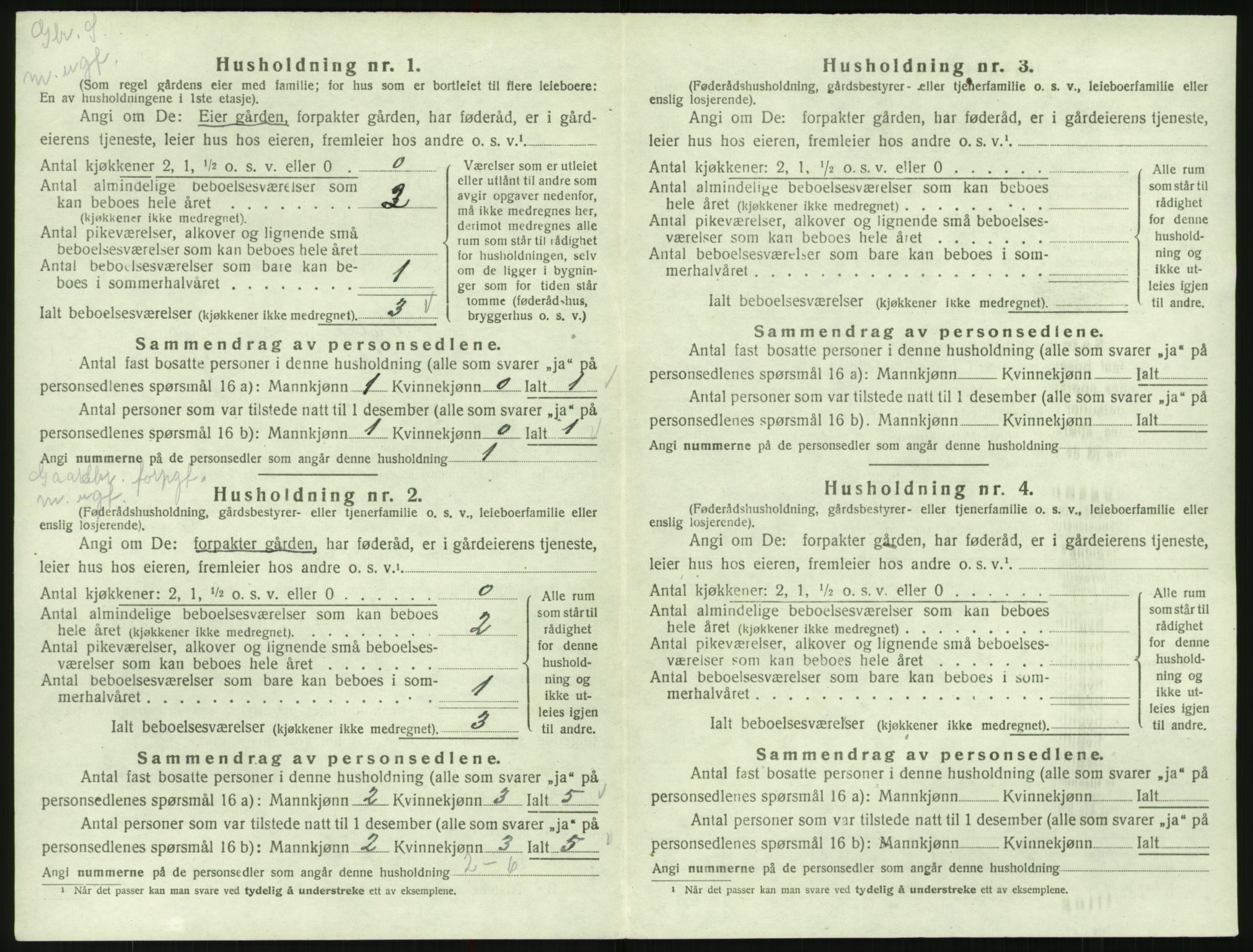 SAK, 1920 census for Valle, 1920, p. 200