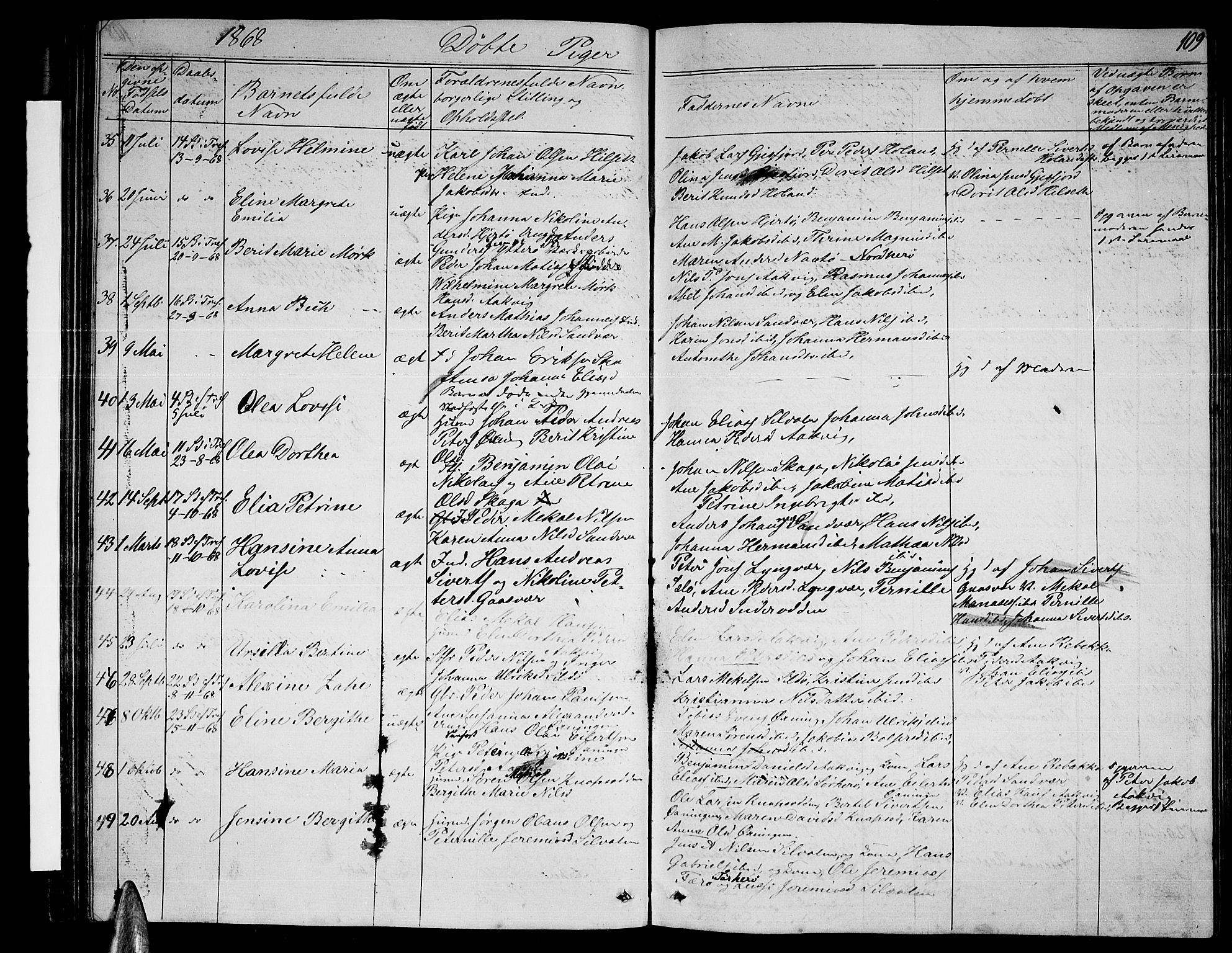 Ministerialprotokoller, klokkerbøker og fødselsregistre - Nordland, AV/SAT-A-1459/834/L0512: Parish register (copy) no. 834C03, 1862-1877, p. 109