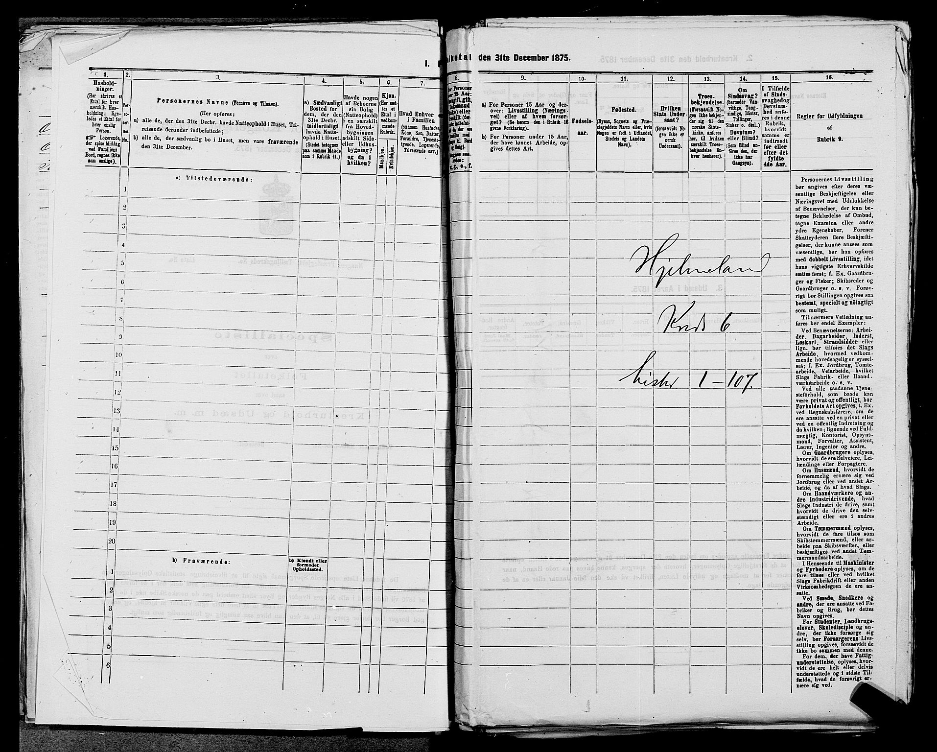 SAST, 1875 census for 1133P Hjelmeland, 1875, p. 682
