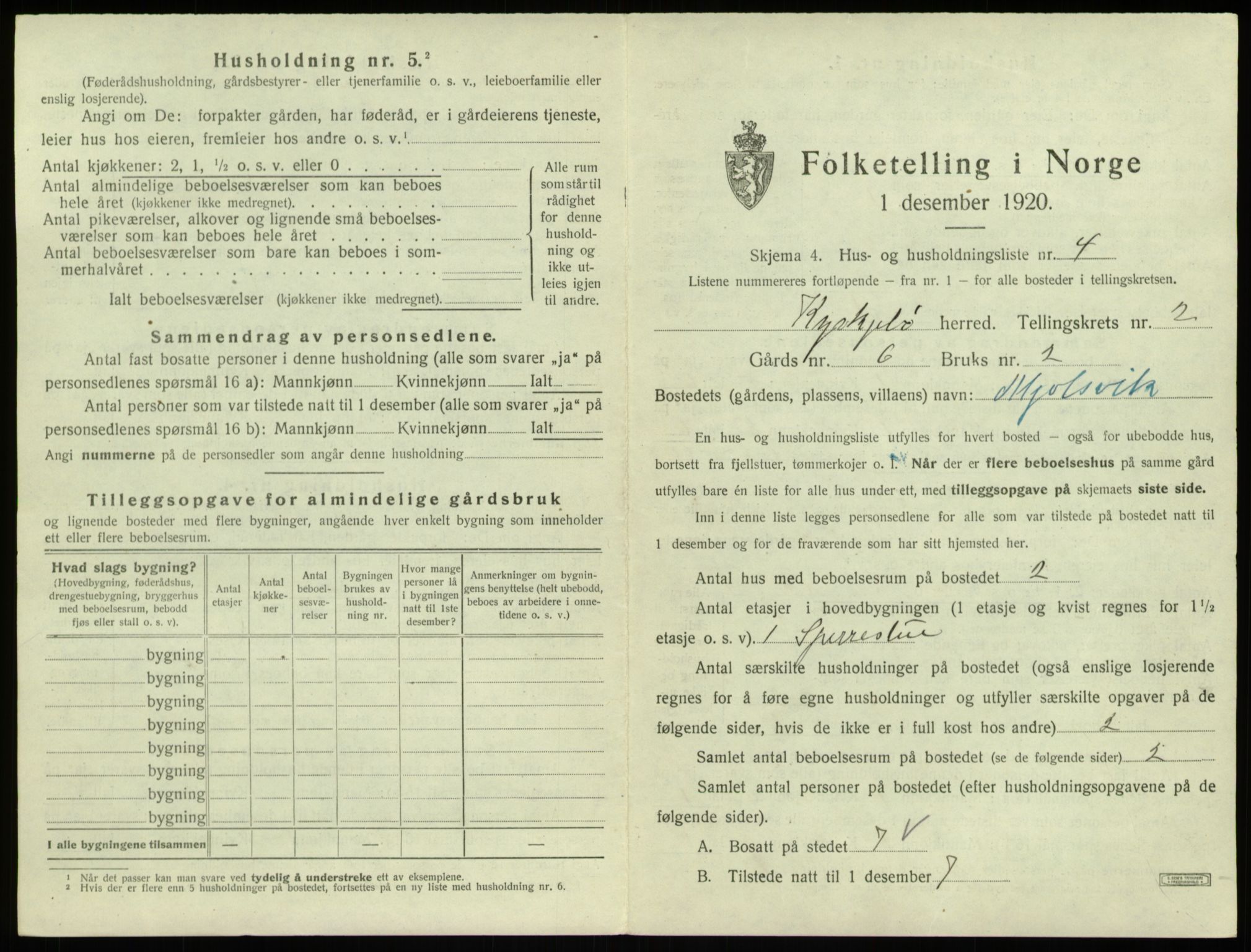 SAB, 1920 census for Kyrkjebø, 1920, p. 92