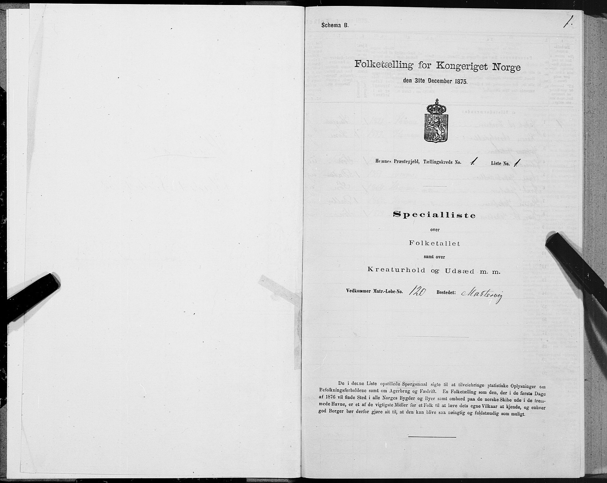 SAT, 1875 census for 1832P Hemnes, 1875, p. 1001