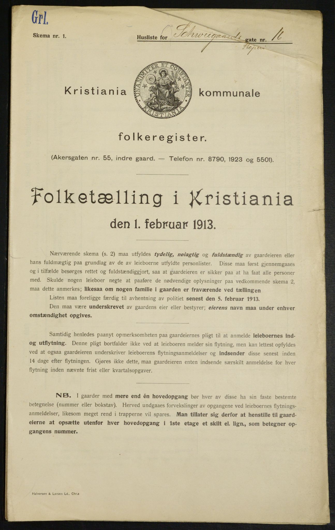 OBA, Municipal Census 1913 for Kristiania, 1913, p. 90787
