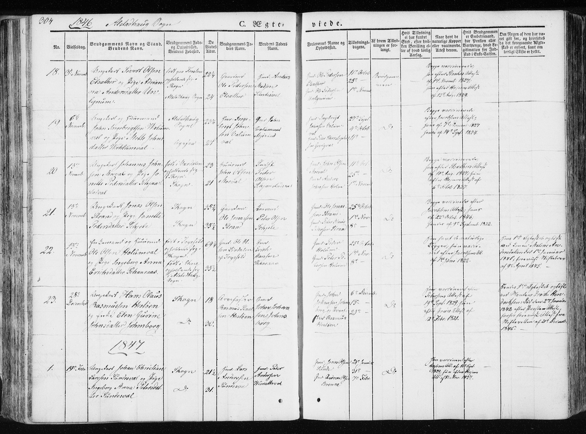 Ministerialprotokoller, klokkerbøker og fødselsregistre - Nord-Trøndelag, SAT/A-1458/717/L0154: Parish register (official) no. 717A06 /1, 1836-1849, p. 304
