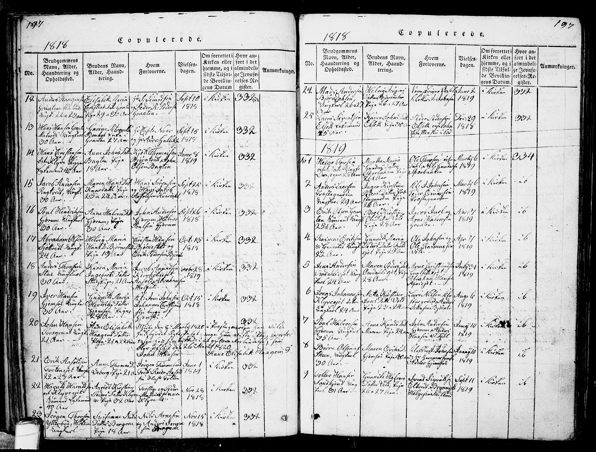 Solum kirkebøker, SAKO/A-306/G/Ga/L0001: Parish register (copy) no. I 1, 1814-1833, p. 197