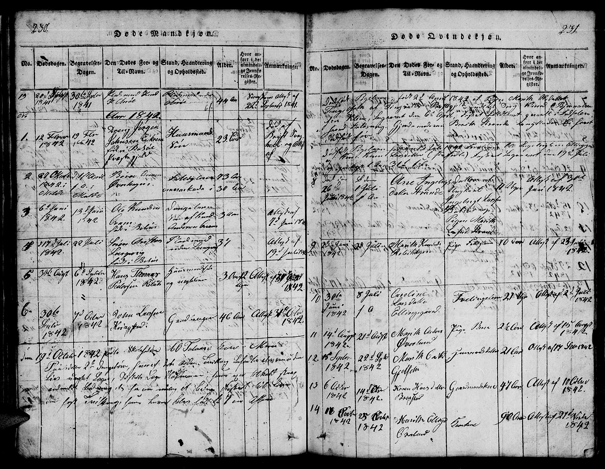 Ministerialprotokoller, klokkerbøker og fødselsregistre - Møre og Romsdal, SAT/A-1454/555/L0665: Parish register (copy) no. 555C01, 1818-1868, p. 230-231
