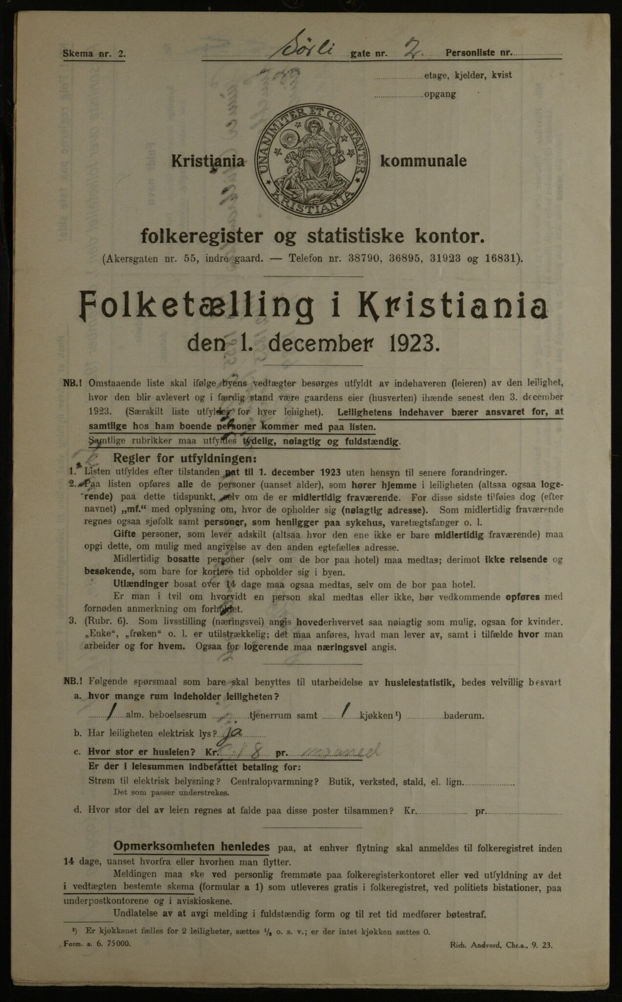 OBA, Municipal Census 1923 for Kristiania, 1923, p. 117852