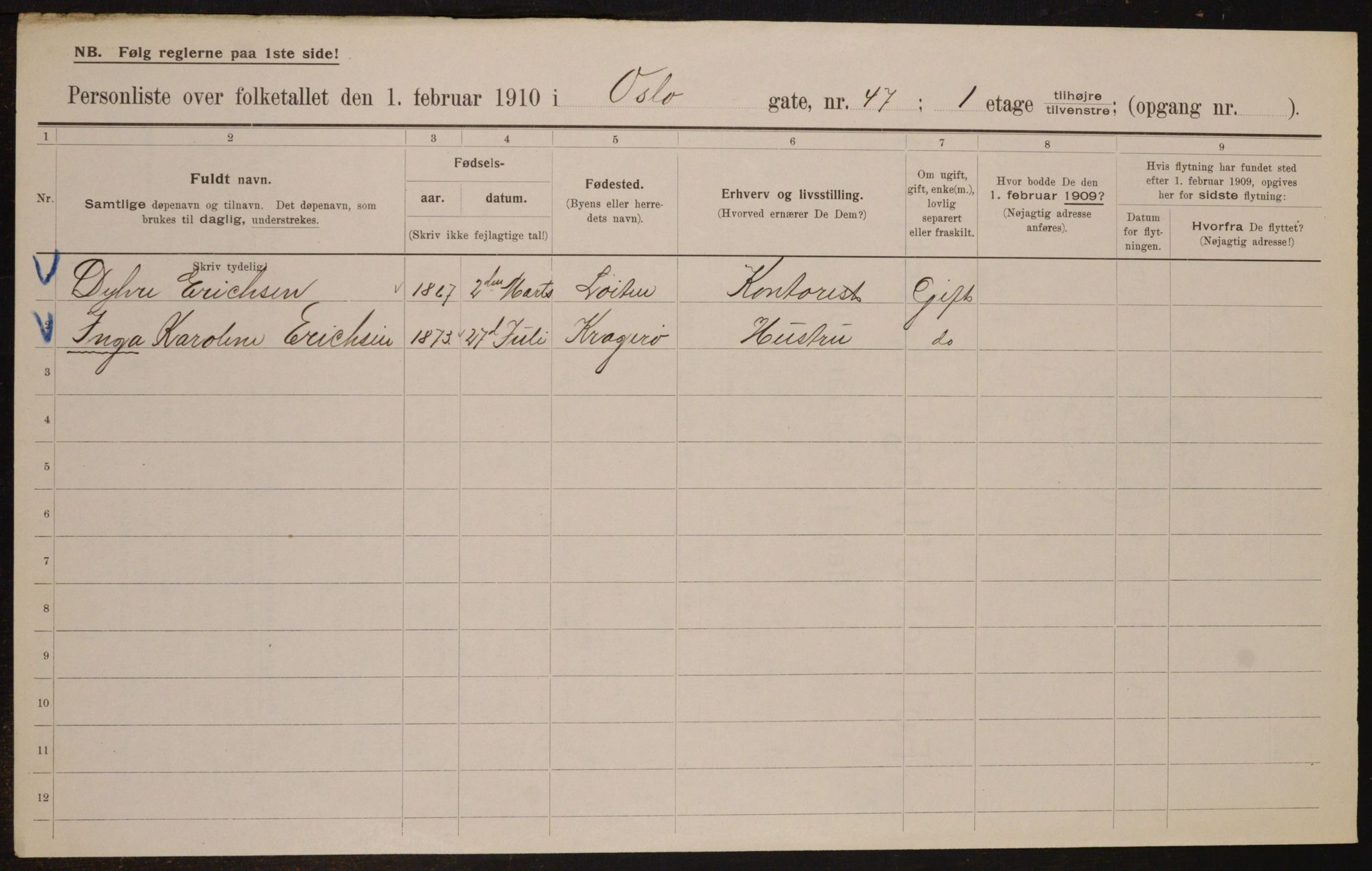 OBA, Municipal Census 1910 for Kristiania, 1910, p. 74439