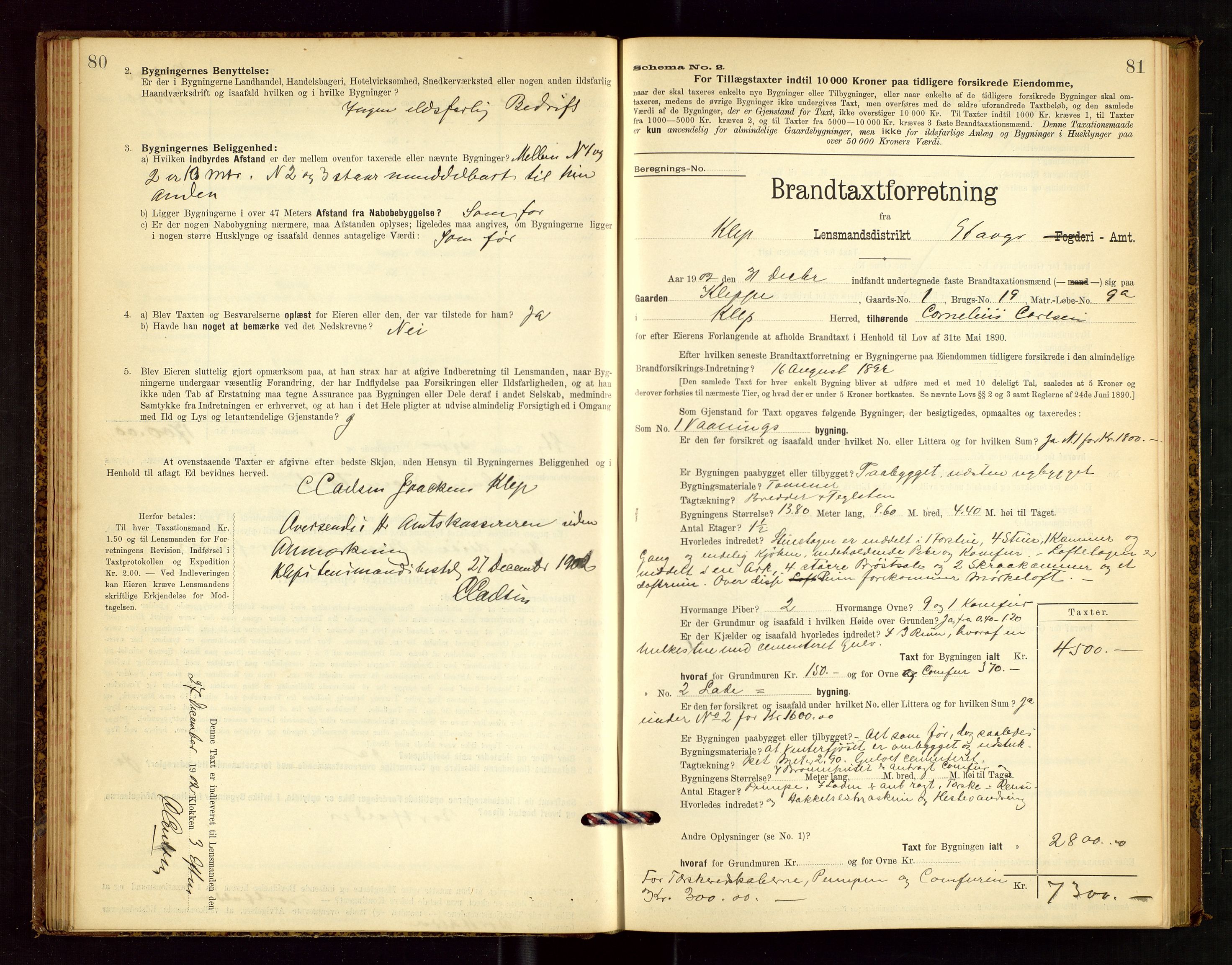 Klepp lensmannskontor, AV/SAST-A-100163/Goc/L0003: "Brandtaxationsprotokol" m/register, 1902-1907, p. 80-81