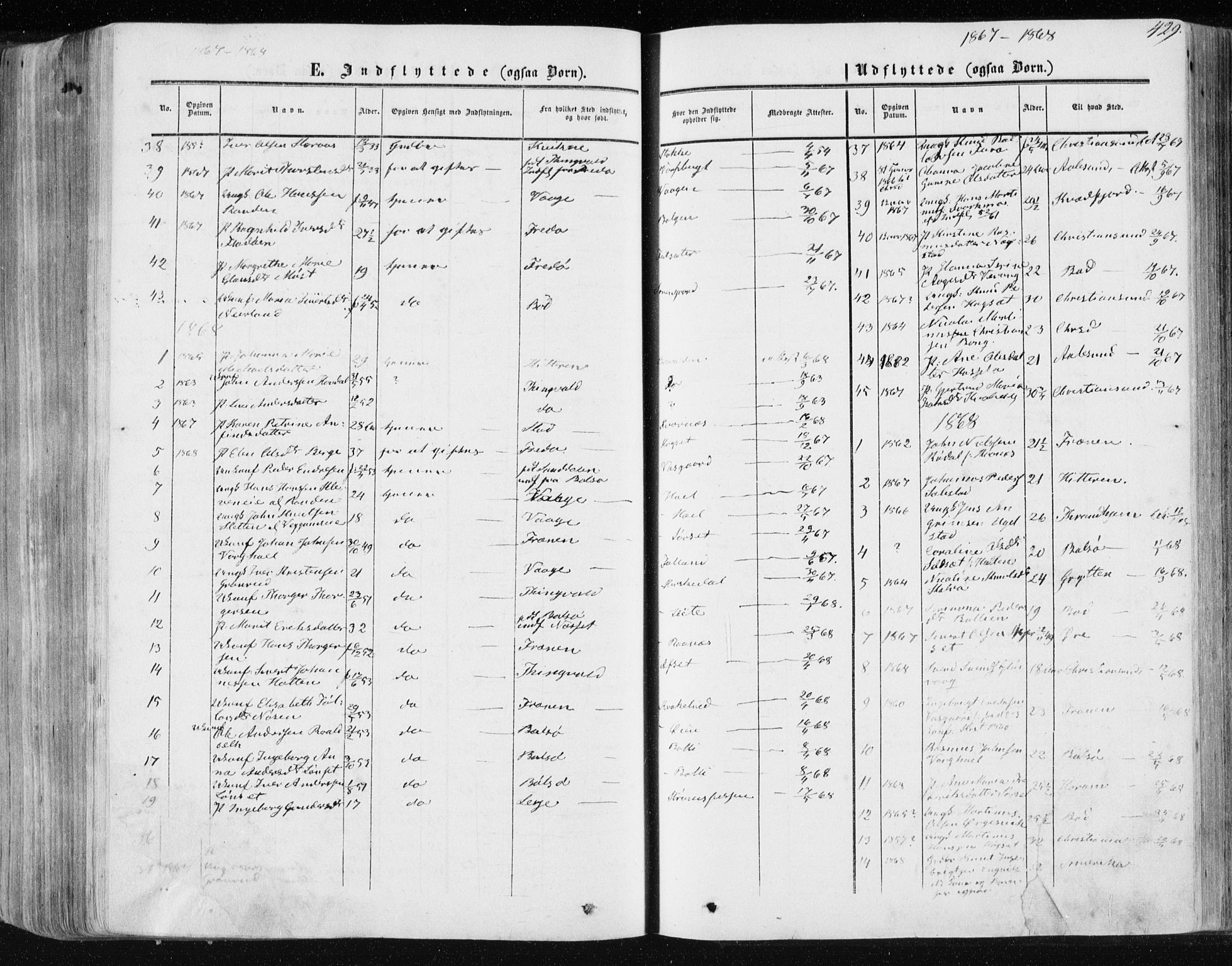 Ministerialprotokoller, klokkerbøker og fødselsregistre - Møre og Romsdal, SAT/A-1454/568/L0804: Parish register (official) no. 568A11, 1854-1868, p. 429