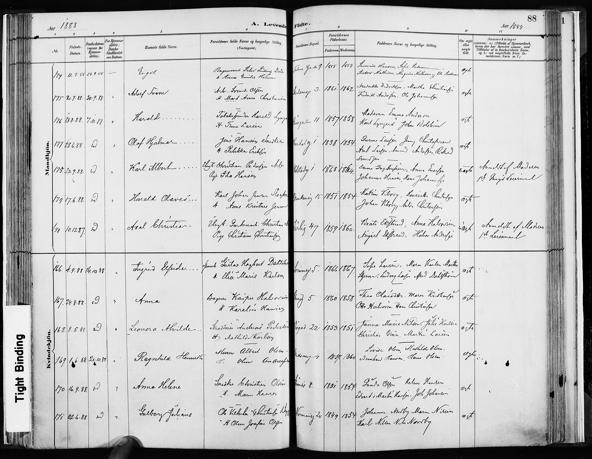Kampen prestekontor Kirkebøker, SAO/A-10853/F/Fa/L0003: Parish register (official) no. I 3, 1886-1892, p. 88